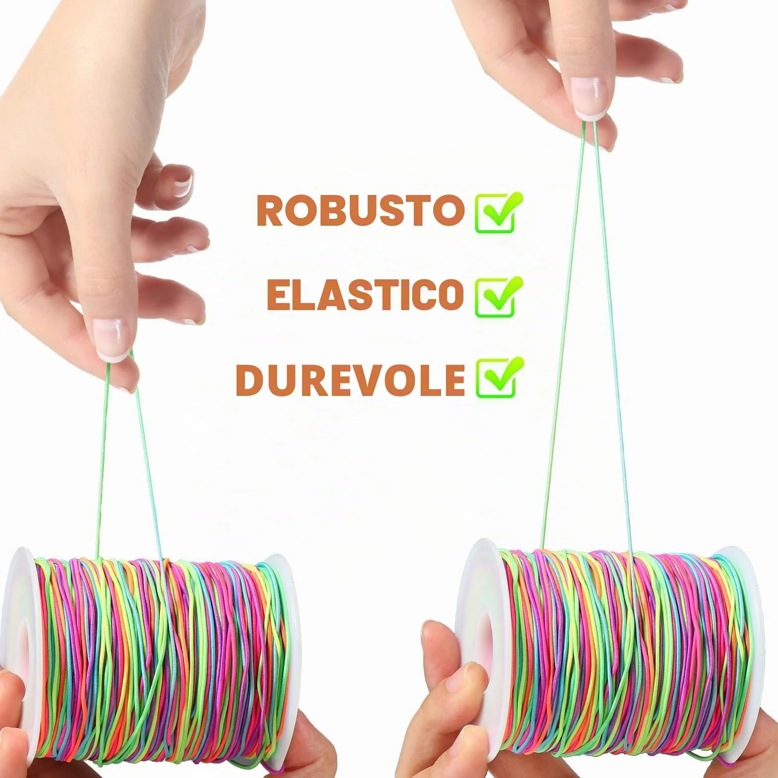 Filo Elastico per Braccialetti 1mm x 100m Resistente Arcobaleno Perline Gioielli DIY