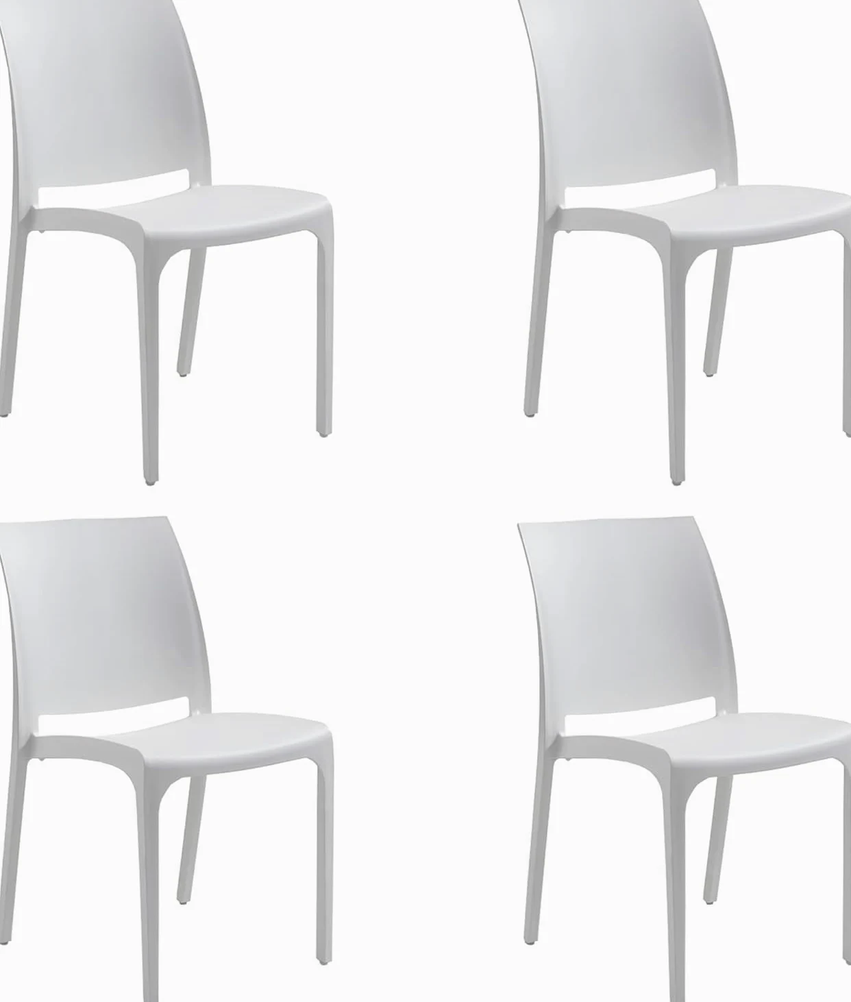 GLOUPIE Set 4 Sedie Volga In Polipropilene Bianco, Impilabili, Dimensioni 54 x 46 x 81 Cm, Peso 3,5 Kg,Per Interno Ed Esterno, Made In Italy, Sedia Impilabile