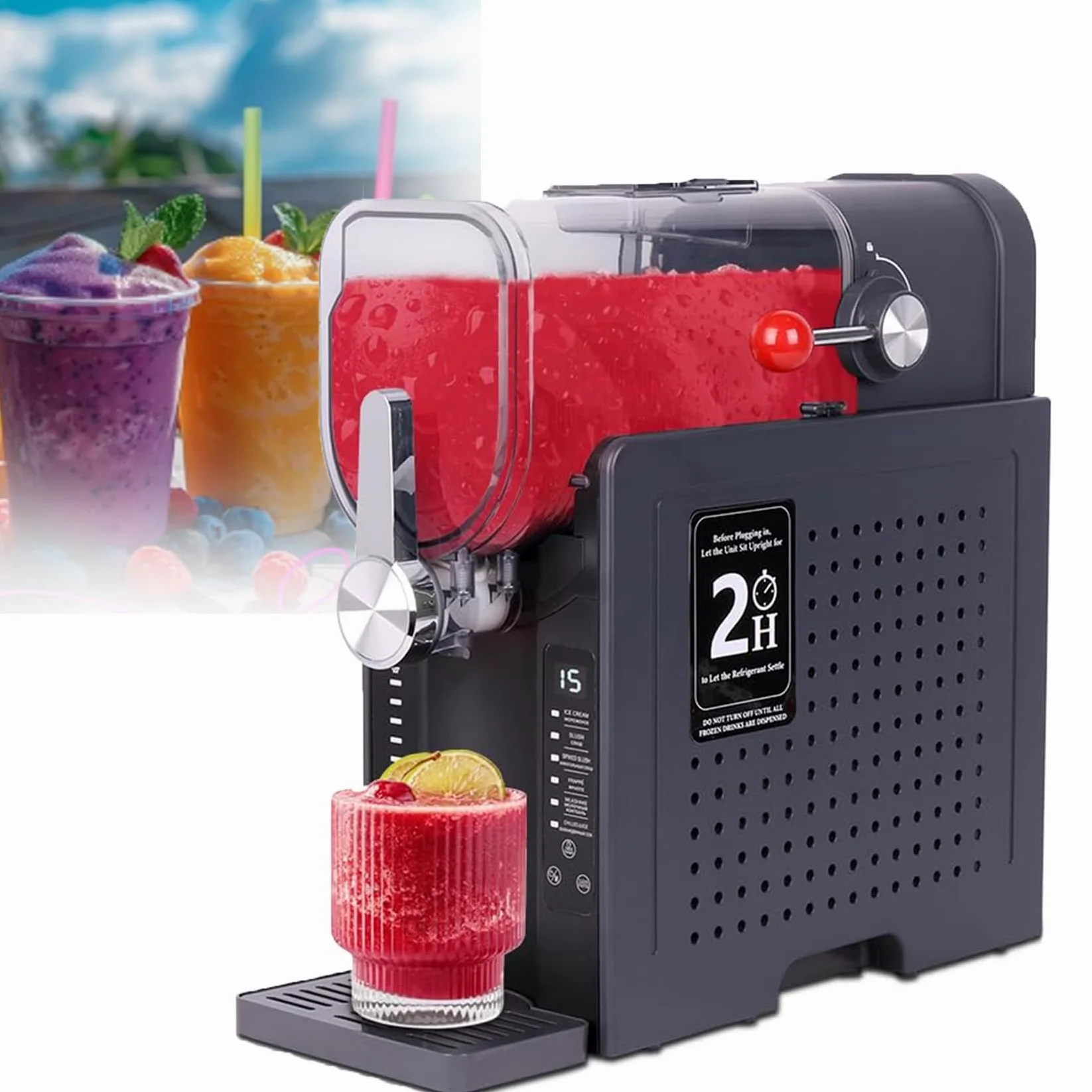 Granitore Per Uso Domestico, 15-60 Minuti - Macchina Per Granite, Senza Ghiaccio, Autopulente, Macchina Per Bevande Ghiacciate, 6 Programmi Preimpostati, Prenotazione One-Touch, Autopulente