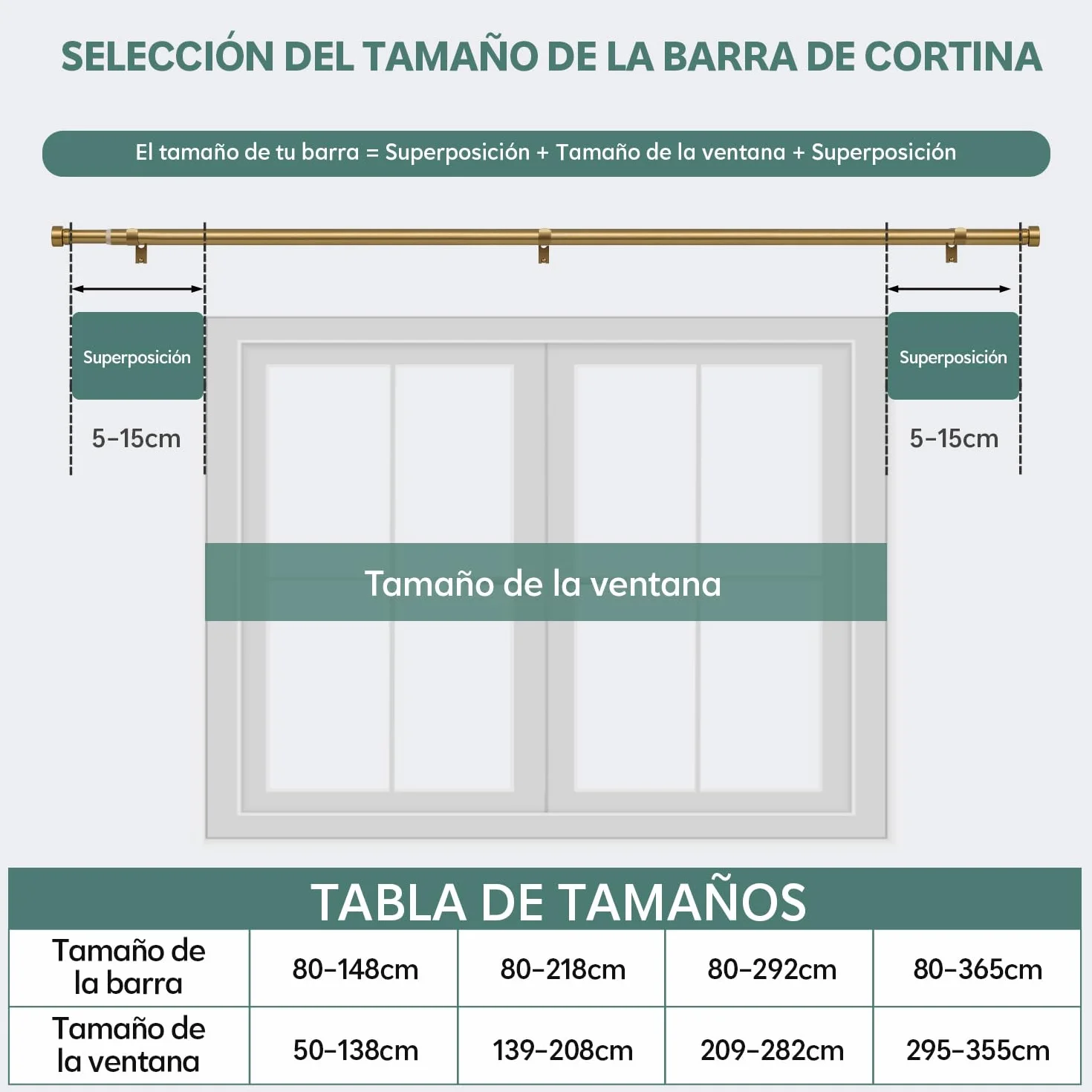 Asta per Tende Allungabile 80-218 cm Ottone 25 mm Soffitto Parete Metallo