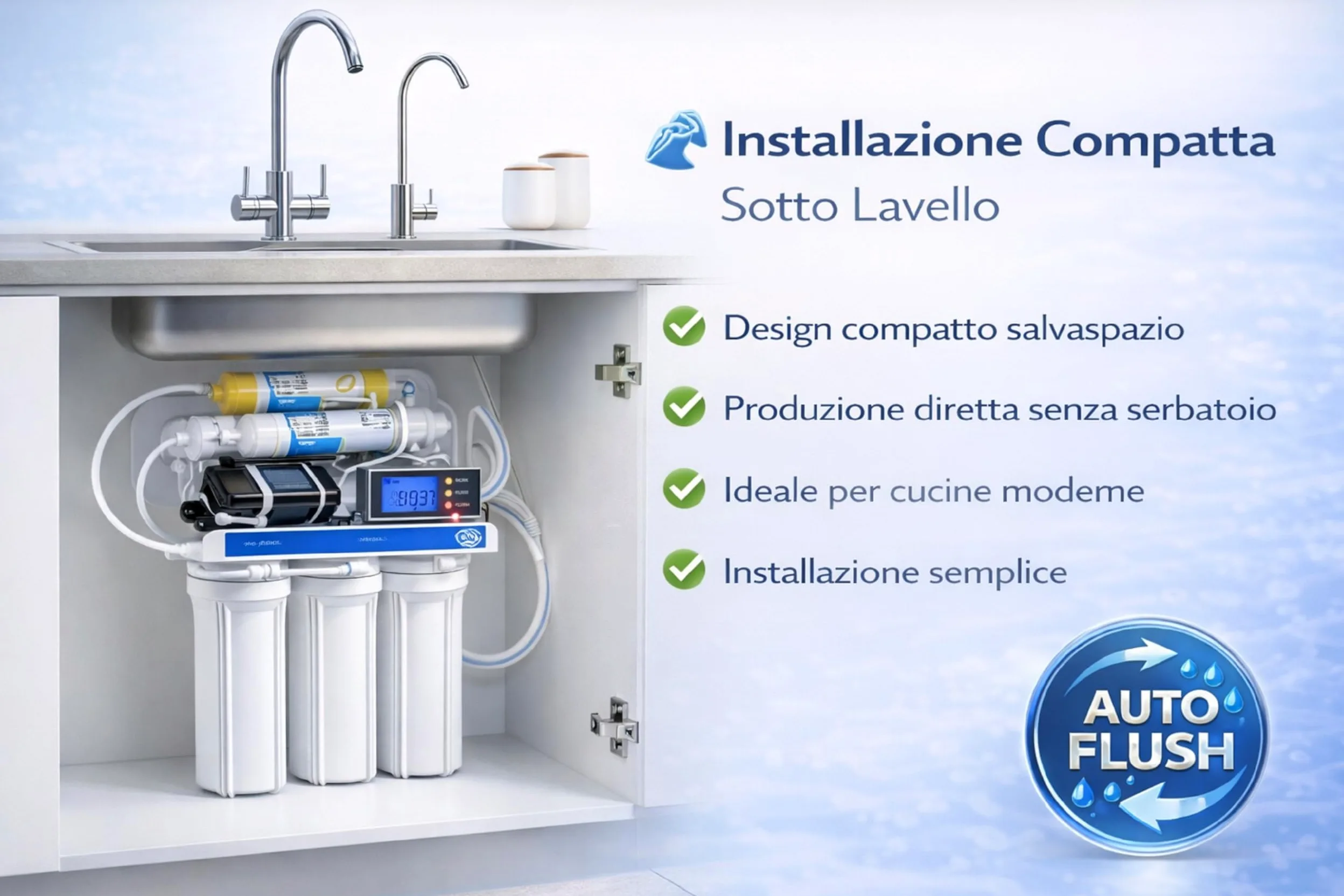 Depuratore Acqua Osmosi Inversa 7 Stadi filtri | DC-RO3007 Purificatore domestico acqua potabile dal rubinetto di casa