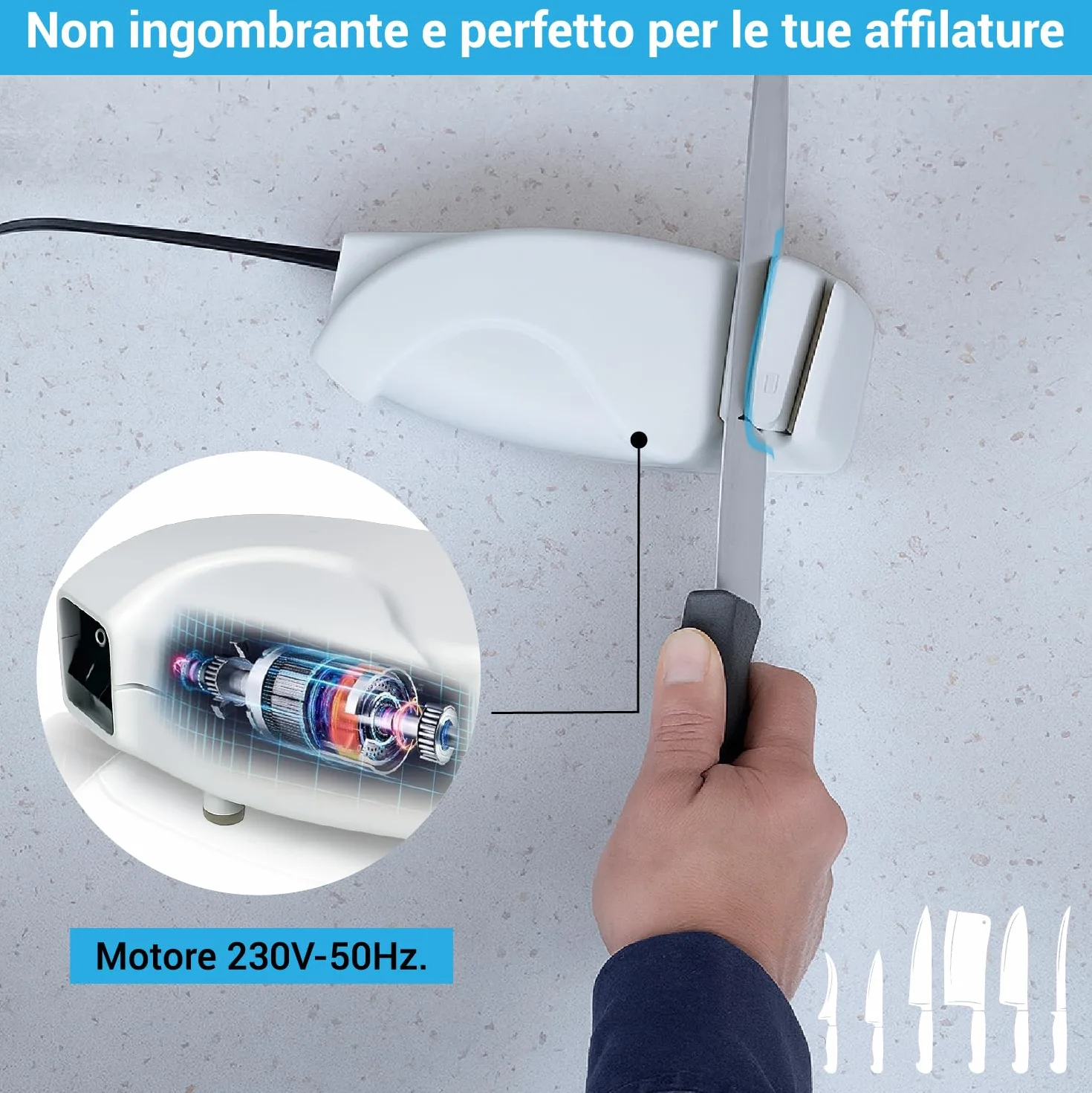 Crisalide Affilatrice Elettrica per Coltelli e Forbici 230V con Ruota Abrasiva 34 mm