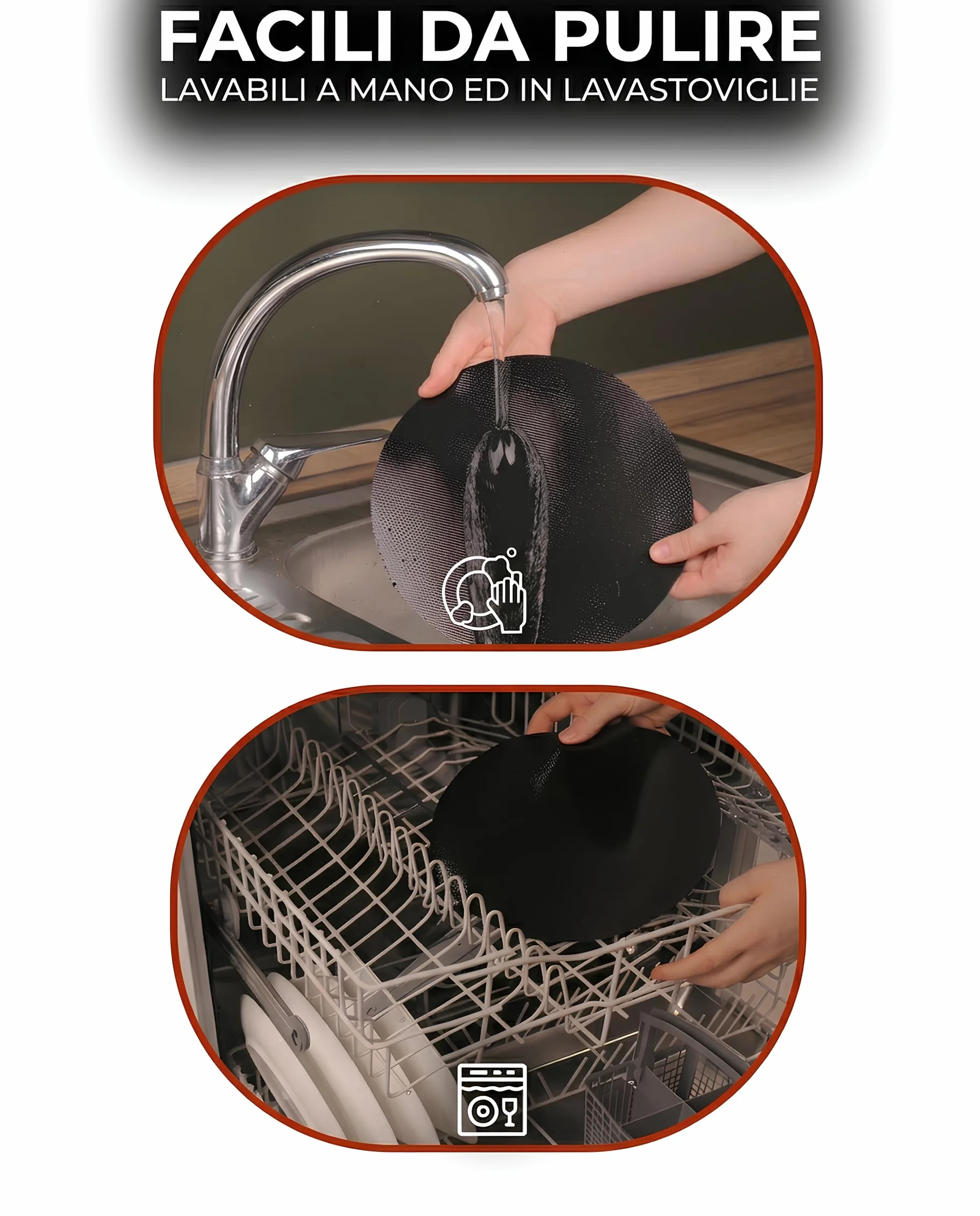 Tappetini Piano Induzione Antiscivolo Set 5 pezzi Protezione Alte Temperature Lavabili