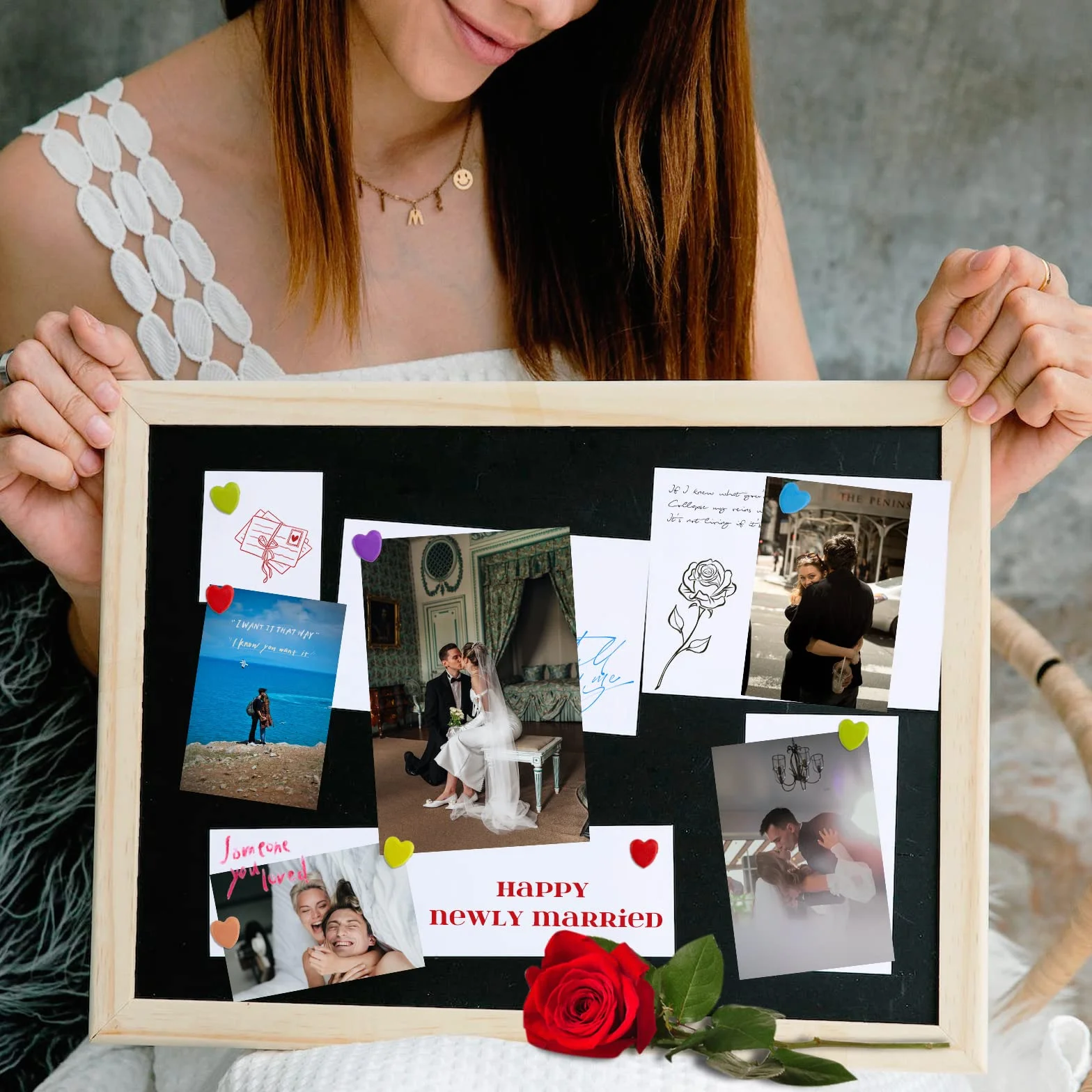 BETESSIN 200pz Fermacampioni Piccoli Cuore Tondo Puntine per Scrapbooking Carta Multicolore