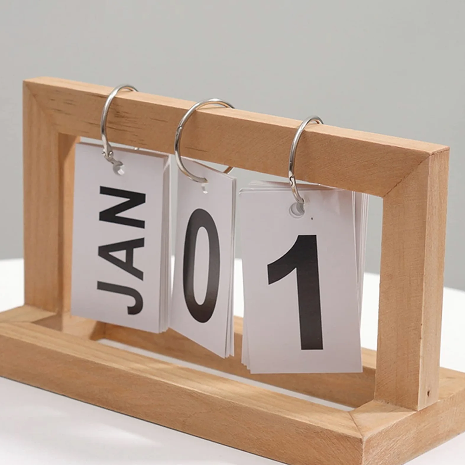 Calendario da tavolo Nuovo calendario da tavolo in legno con flip, giornaliero, mensile, da tavolo, per casa, ufficio, agenda annuale, calendario, decorazione da tavolo, ornamenti, forniture per