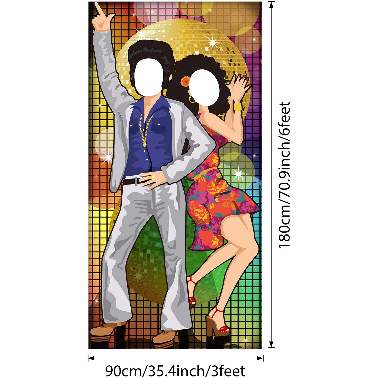 Decorazione Festa Anni '70 da Ballo Banner Porta Foto Puntelli Grande Sfondo Fotografico per Rifornimenti di Tema della Discoteca, con Le Corde