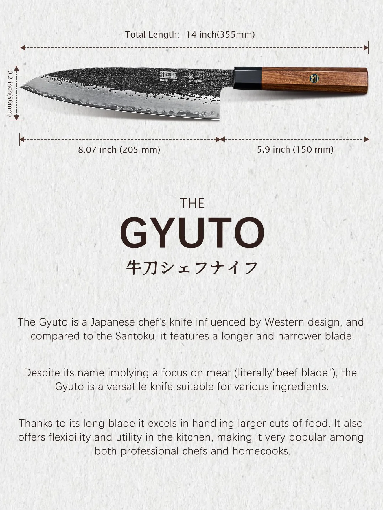 HOSHANHO Coltello da Chef da 20 cm, Coltello da Cucina in Acciaio ad Alto Tenore di Carbonio 10CR15MOV a 9 Strati, Coltello Chef Gyuto Professionale Giapponese con Manico Ottagonale in Palissandro