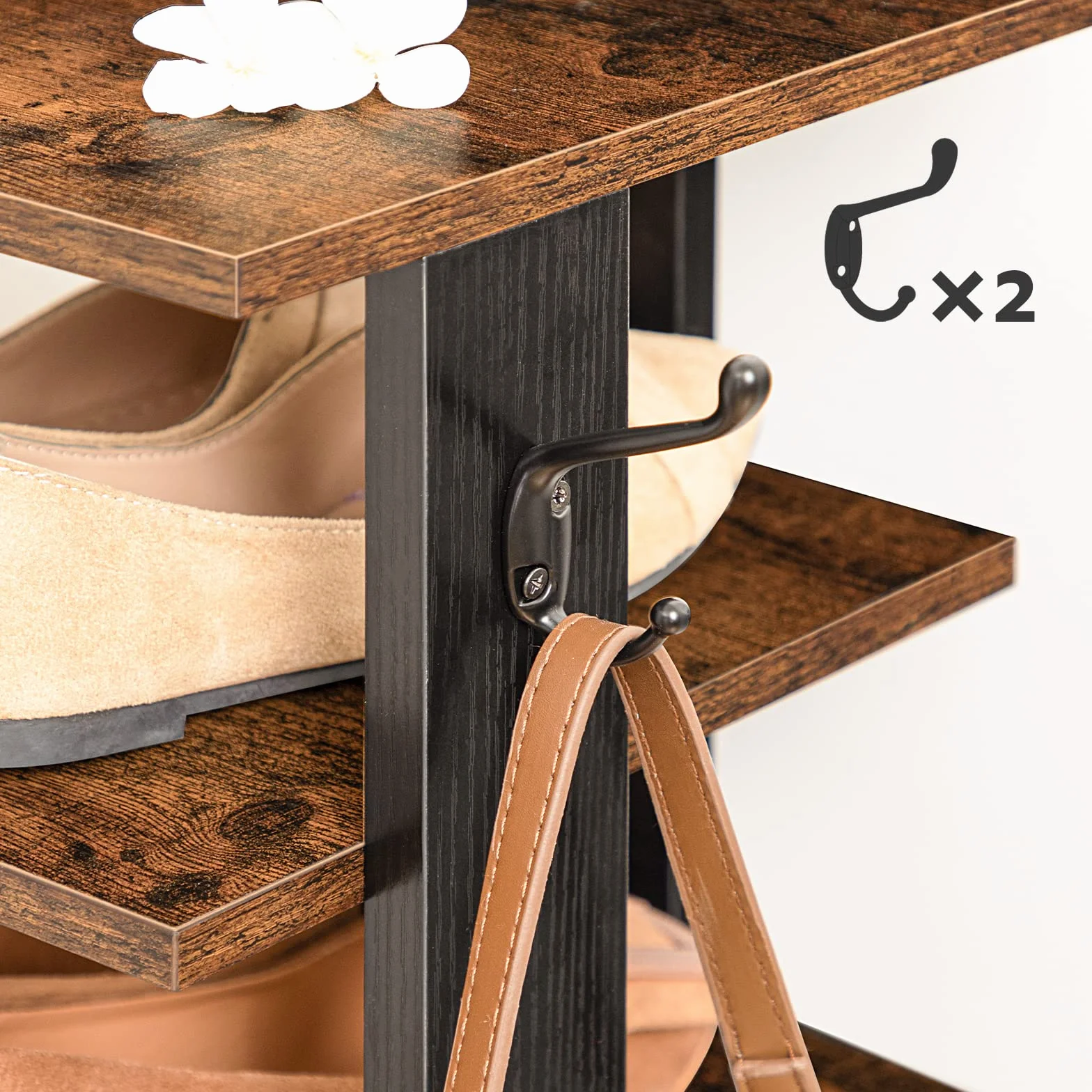 HOOBRO Scarpiera a 8 Livelli, Scaffale Portascarpe Stretta con 2 Ganci, fino a 10 paia, per Ingresso