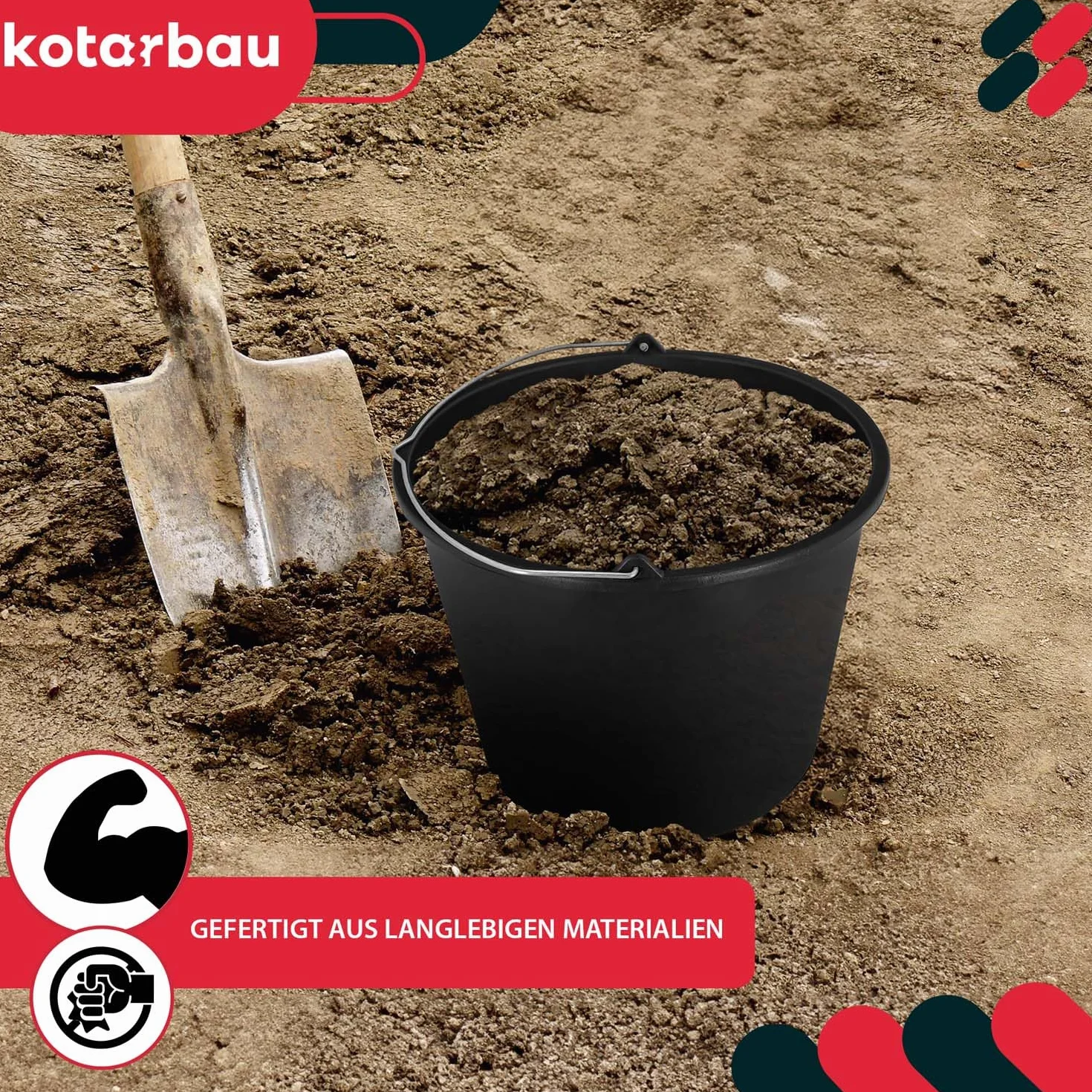 KOTARBAU Set di 10 secchi da costruzione, 16 l, in plastica, colore: nero