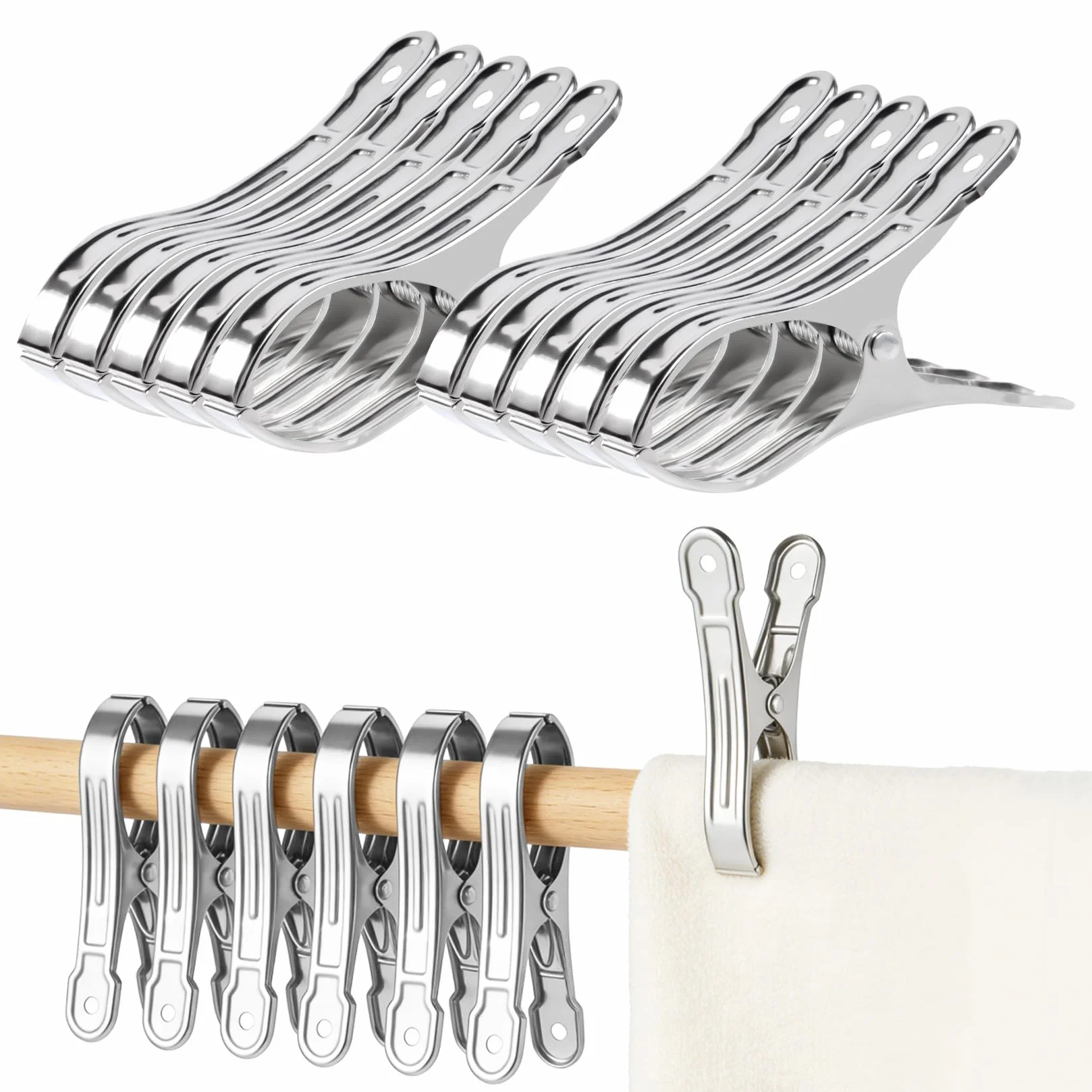 10 Pz 13CM Mollettoni Telo Mare, Molletta Grande, Mollette per Asciugamani da Spiaggia, Mollette Acciaio inox, Clips Mollettoni per Asciugamani Spiaggia Telo da Spiaggias Lenzuola Vestiti Piumoni