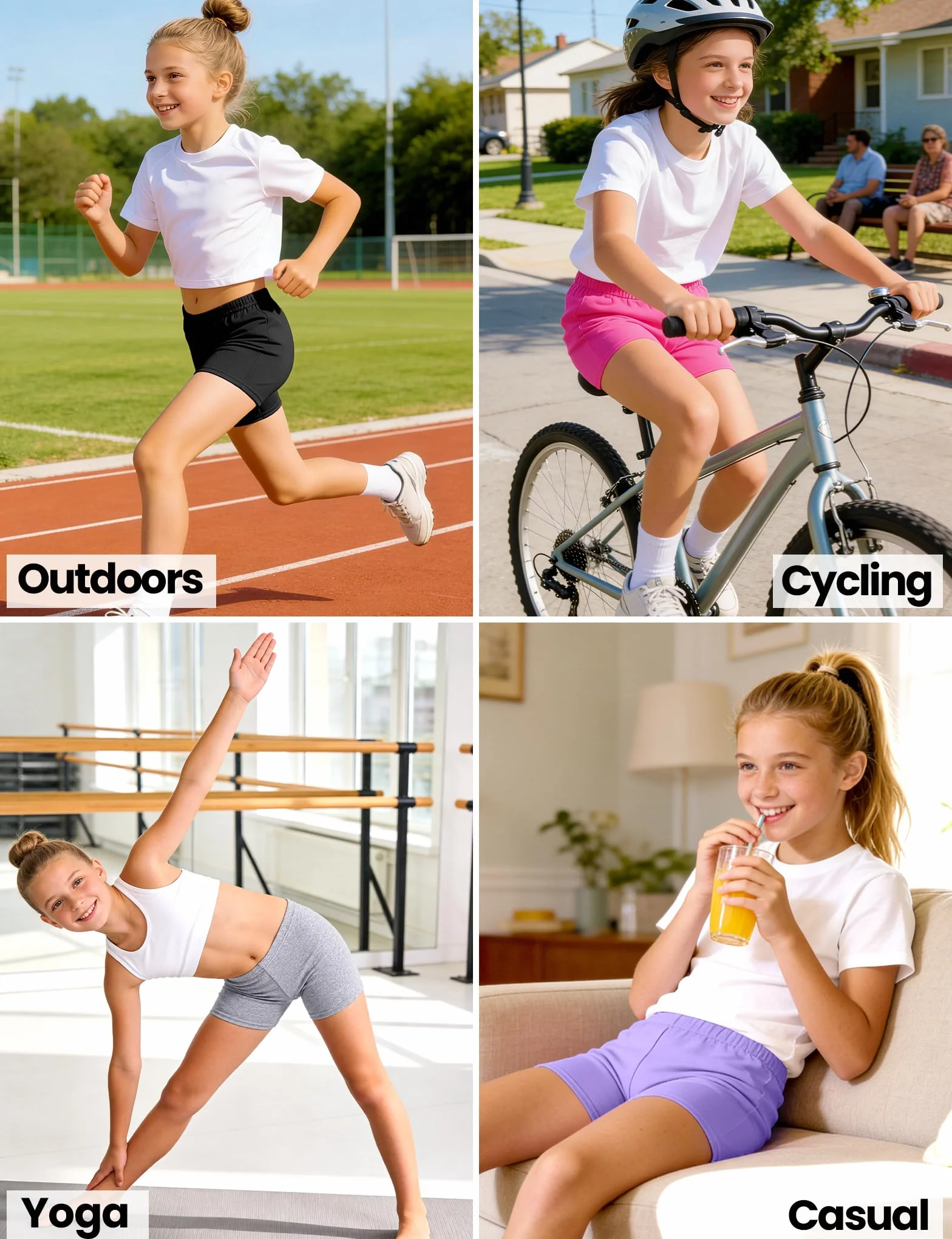 Set di 8 Pantaloncini da Ciclismo Bambini Ragazze Danza Sportiva 2-10 Anni