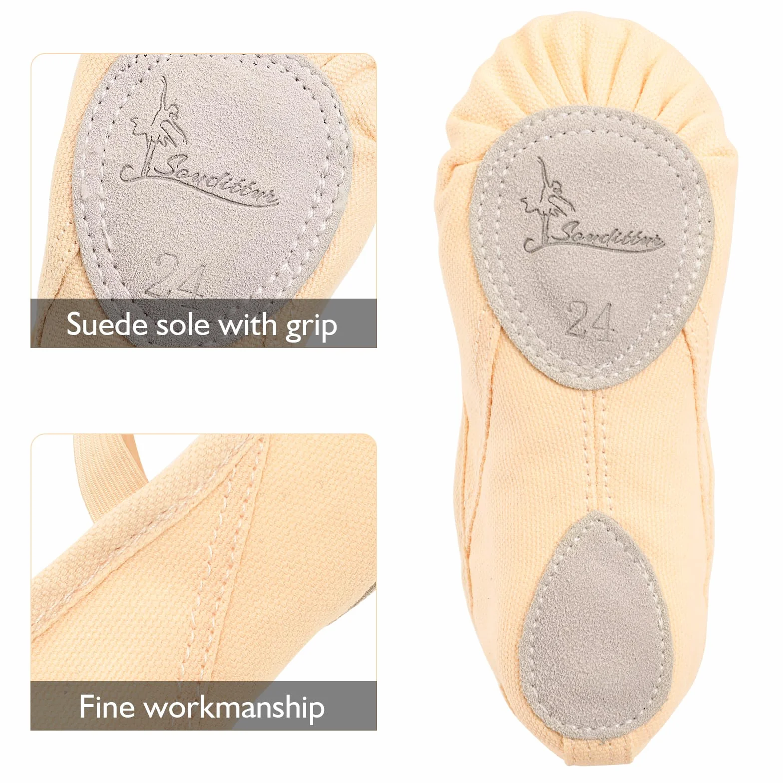 Soudittur Scarpe Danza Classica Tela Mezze Punte Ballerina Ginnastica per Bambina Ragazze Donna