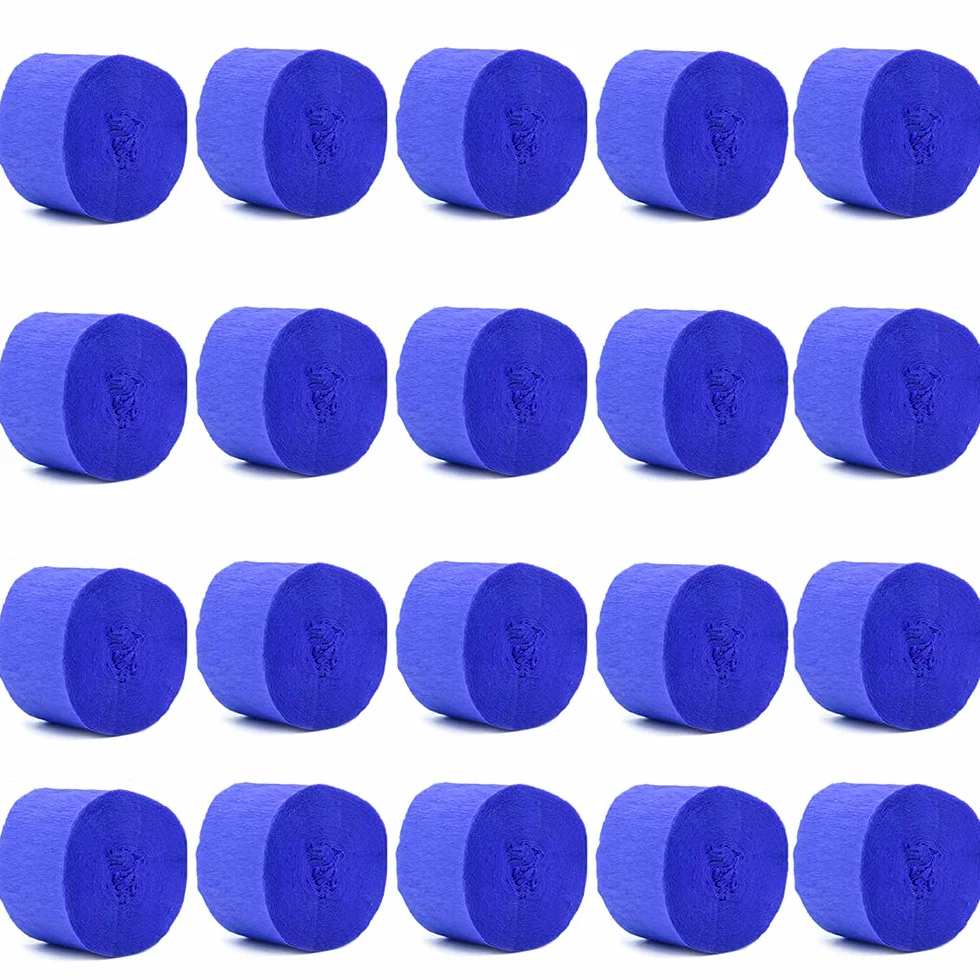 Carta Crespa 20 Rotoli 3,5 cm x 10 m Blu Scuro Decorazione Feste Compleanno Matrimoni