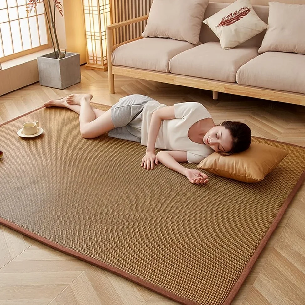 Materasso Tatami tradizionale giapponese, materasso da pavimento, materassi Futon Tatami in rattan naturale, tappetini da meditazione for pavimento, futon estivo traspirante for dormire, sedersi, yoga