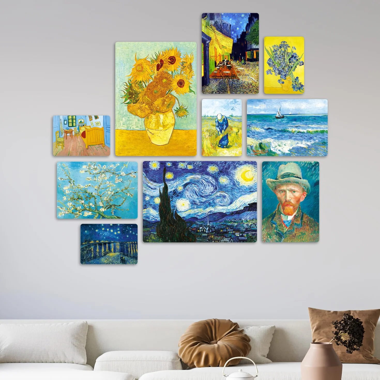 Giallobus Set 10 Quadri Multi Pannello Vincent Van Gogh Legno MDF 42x29,7cm 29,7x21cm 21x14,85cm Pronti da Appendere