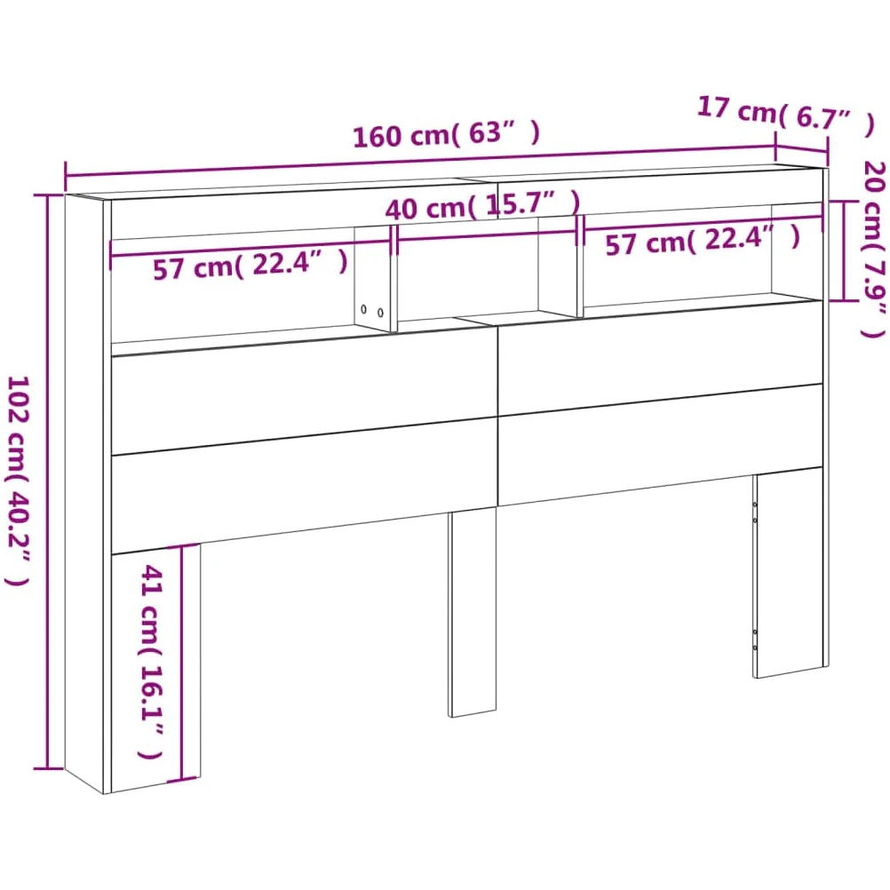 vidaXL Testiera con Contenitore a LED Bianca 160x17x102 cm