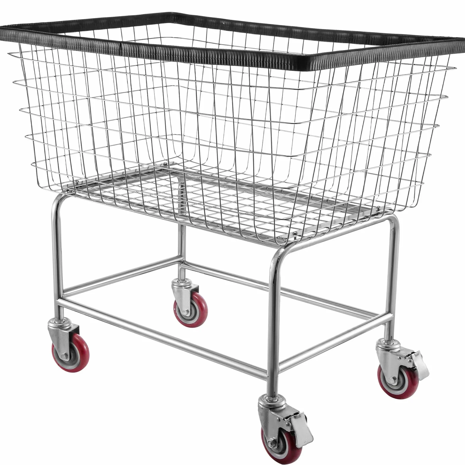 VEVOR Carrello portabiancheria in filo metallico con ruote, Carrello portabiancheria in filo metallico commerciale da 35''x15,7''x22'', Telaio in acciaio con finitura cromata