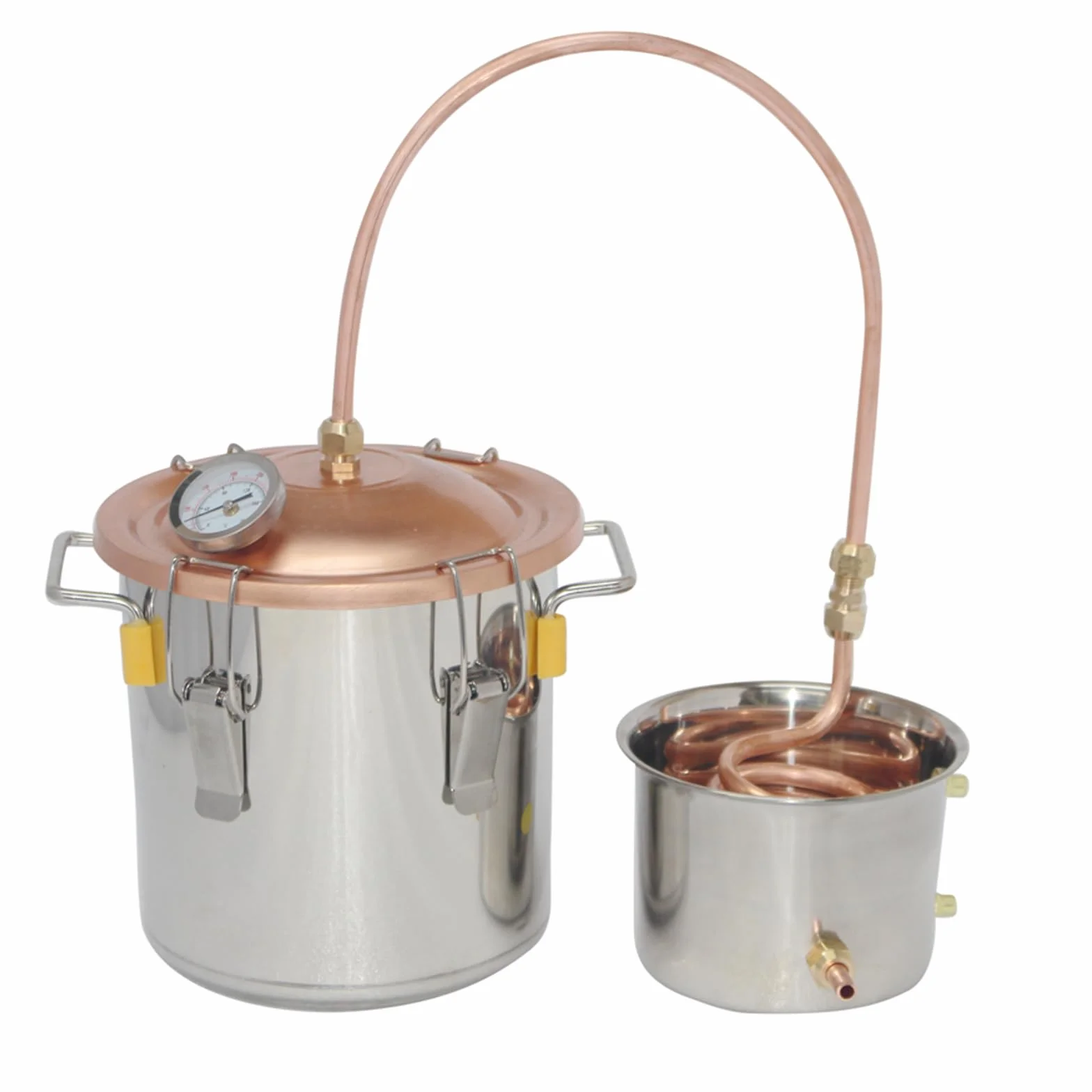 ANZAGA Distillatore Domestico con Tubo in Rame, Coperchio in Rame e termometro Incorporato