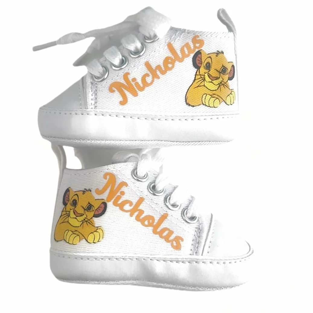 Scarpine Neonato Personalizzate con Nome Scarpe da Culla Stampa Simba 0-3 mesi