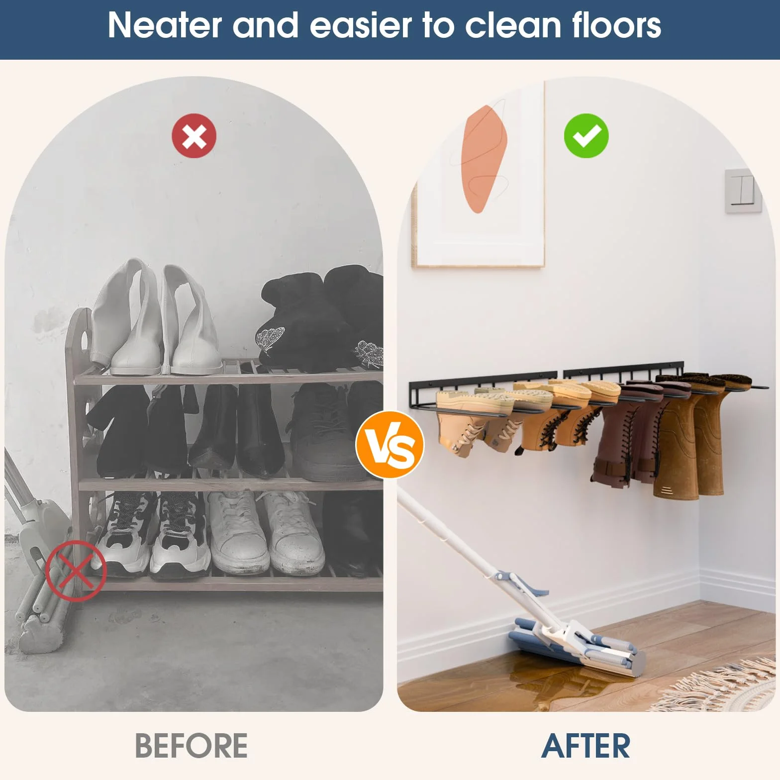 zacurter Welly Boot Rack – Supporto da parete per 4 paia – Rack di stoccaggio in metallo per esterni e interni – Scarpiera per ingresso e garage