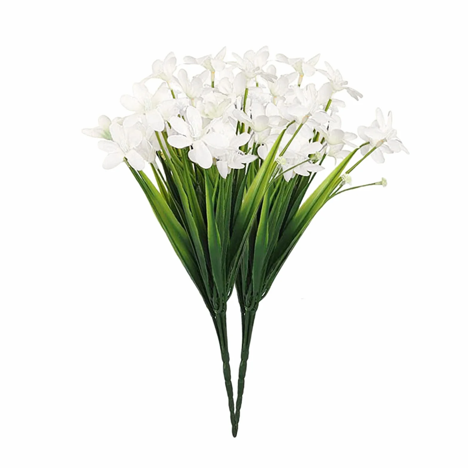 Fiori finti da giardino, 2 pezzi, orchidea artificiale con 7 forchette da appendere, decorazione per composizioni floreali, accessori per sparare, piante artificiali che sembrano reali (bianco, taglia