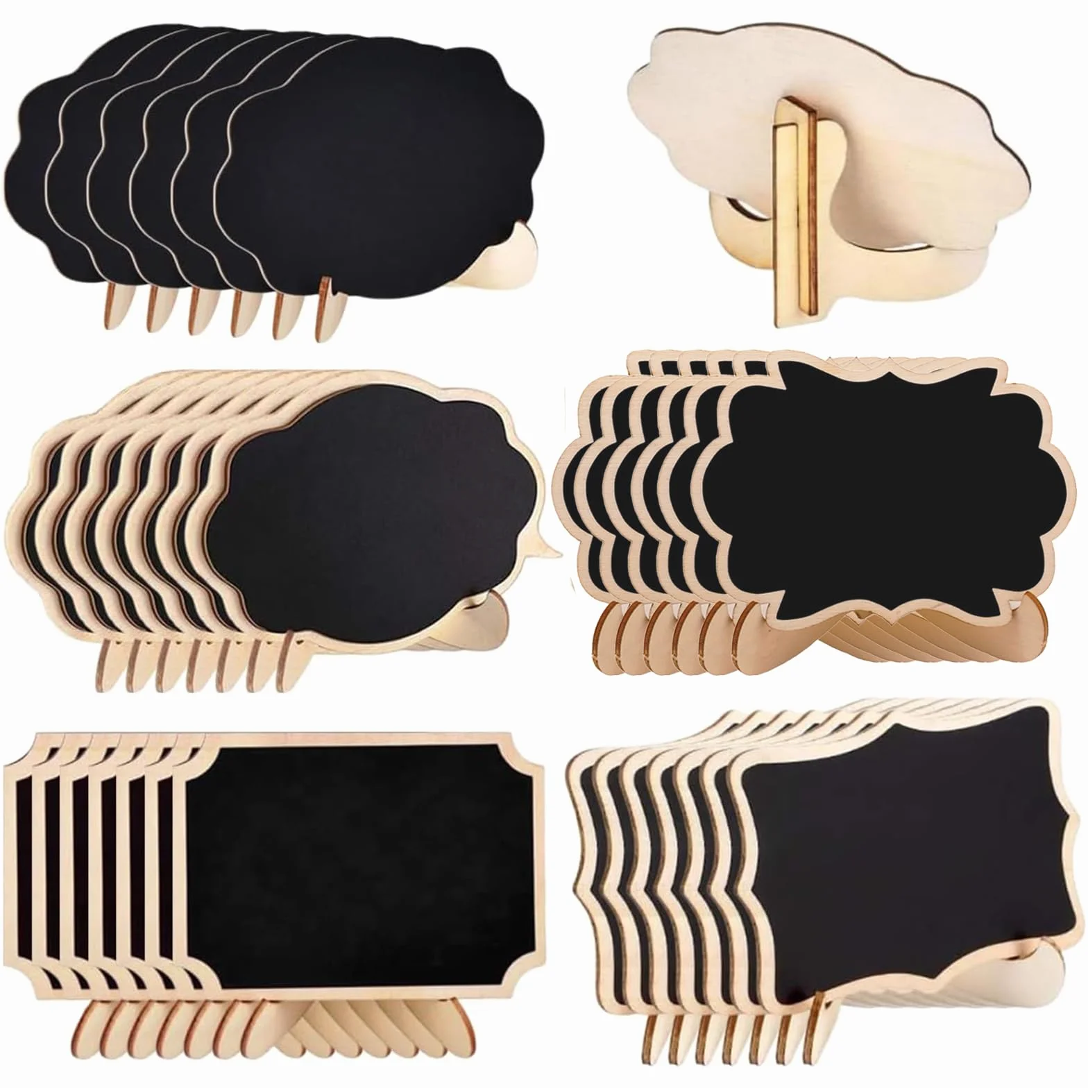 Mini Lavagnette di Legno,Jicyor 30Pezzi Legno Piccolo Decorative Segnaposto Lavagnette Messaggi Bordo con il Basamento per Decorazione Matrimonio Natale Feste 10 x 7.6 CM