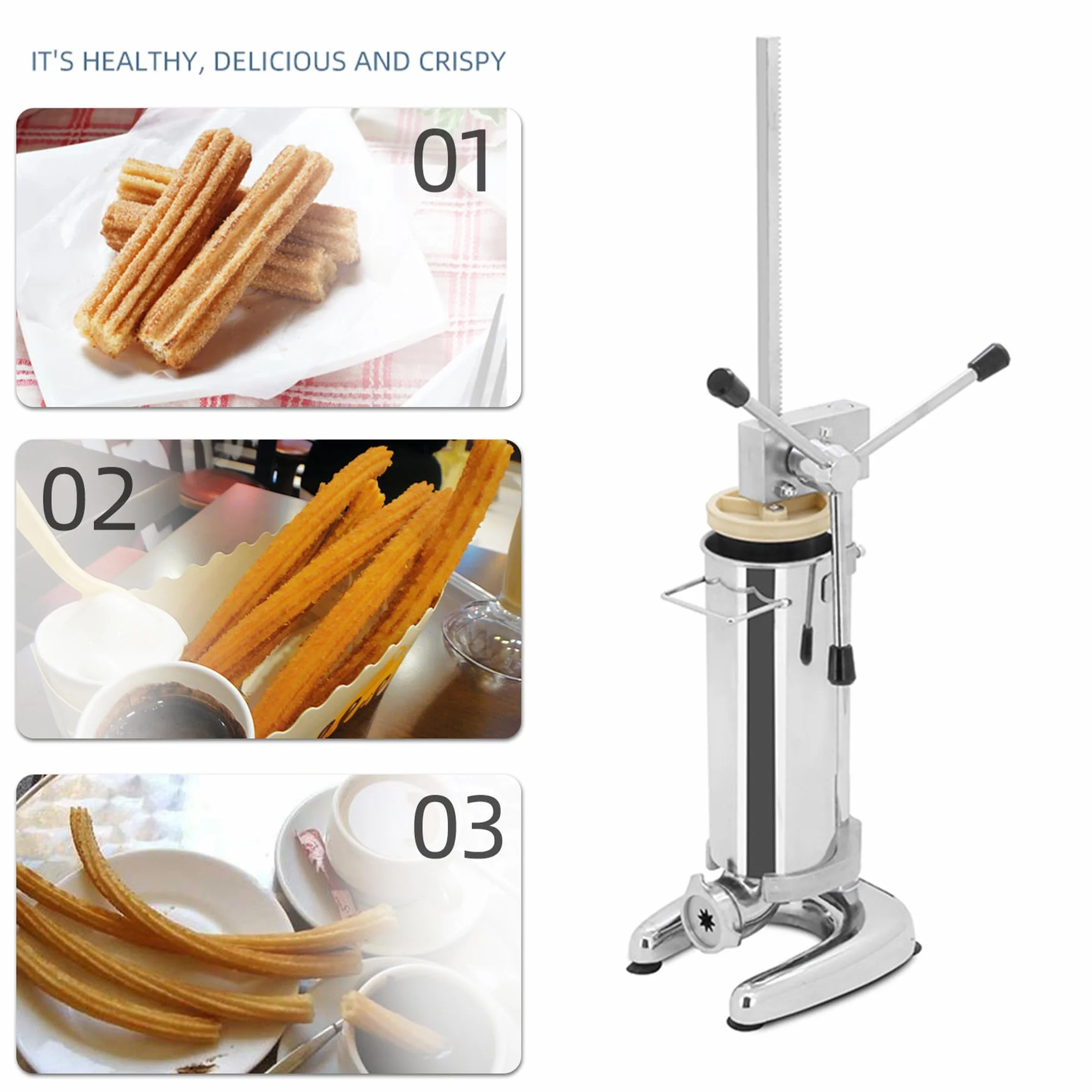 Macchina Commerciale Verticale Per Churros Con 5 Ugelli/stampi, Churrera Spagnola In Acciaio Inossidabile Per Ciambelle/churros Ripieni, Ideale Per Casa, Ristoranti E Panetterie 3L