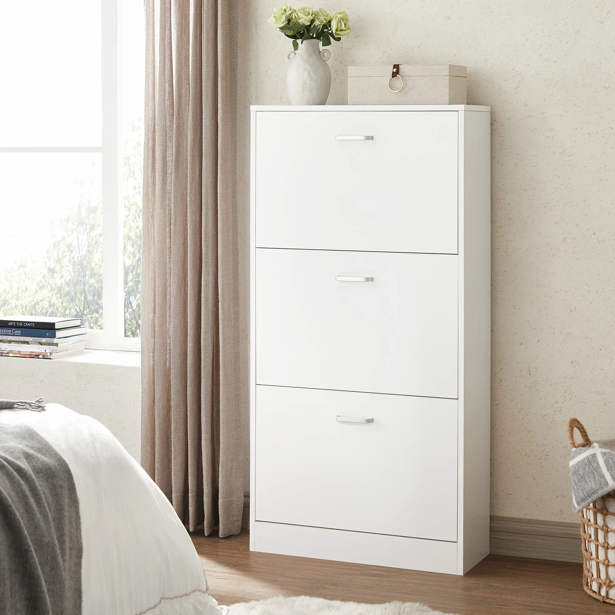 VASAGLE Scarpiera 3 Piani Portascarpe Bianco 60x24x120 cm LBC03WT