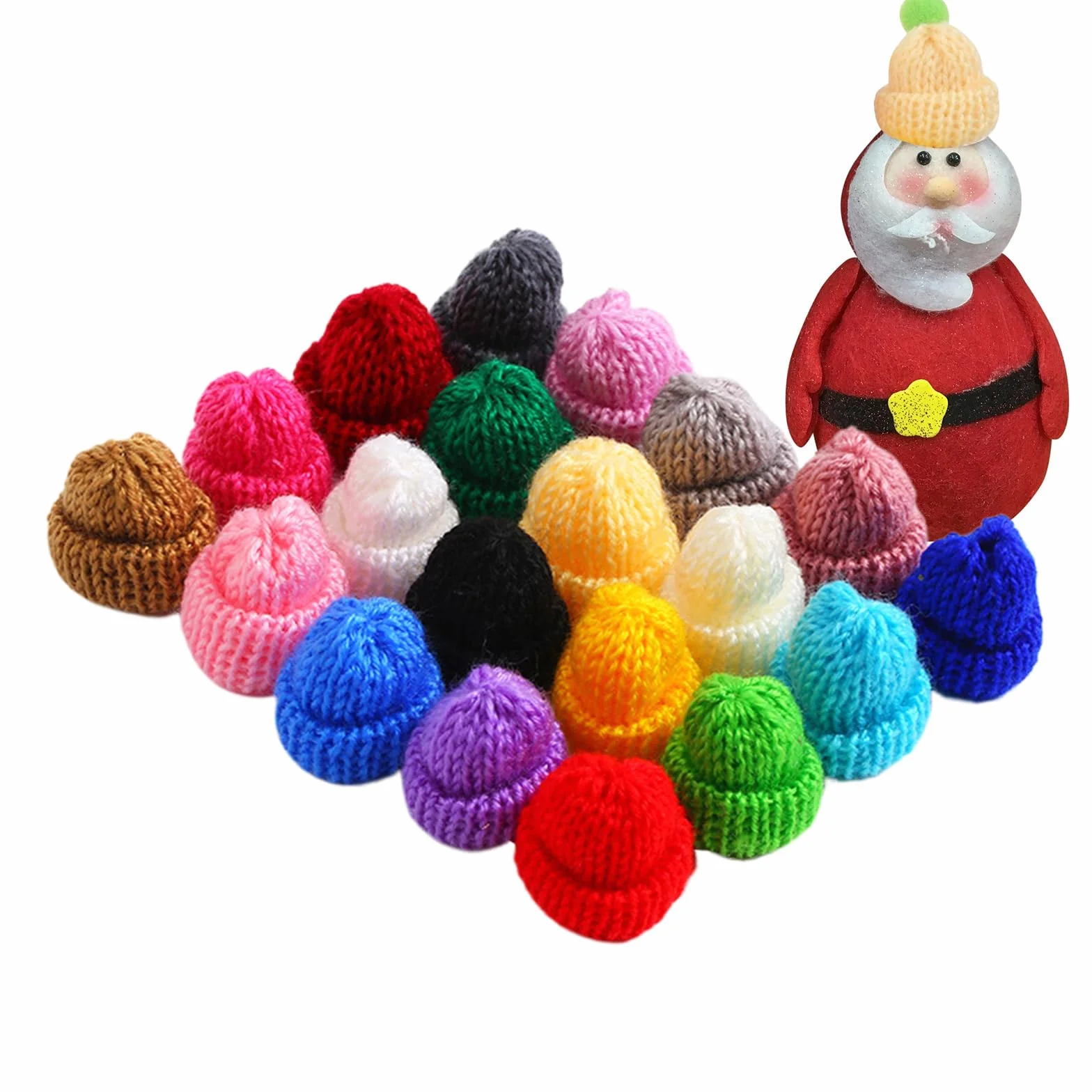 100 mini berretto lavorato a maglia per fai da te, mini berretto di lana per bambole, cappello di Natale, piccola bottiglia di vino, topper per il fai da te, artigianato, decorazioni natalizie