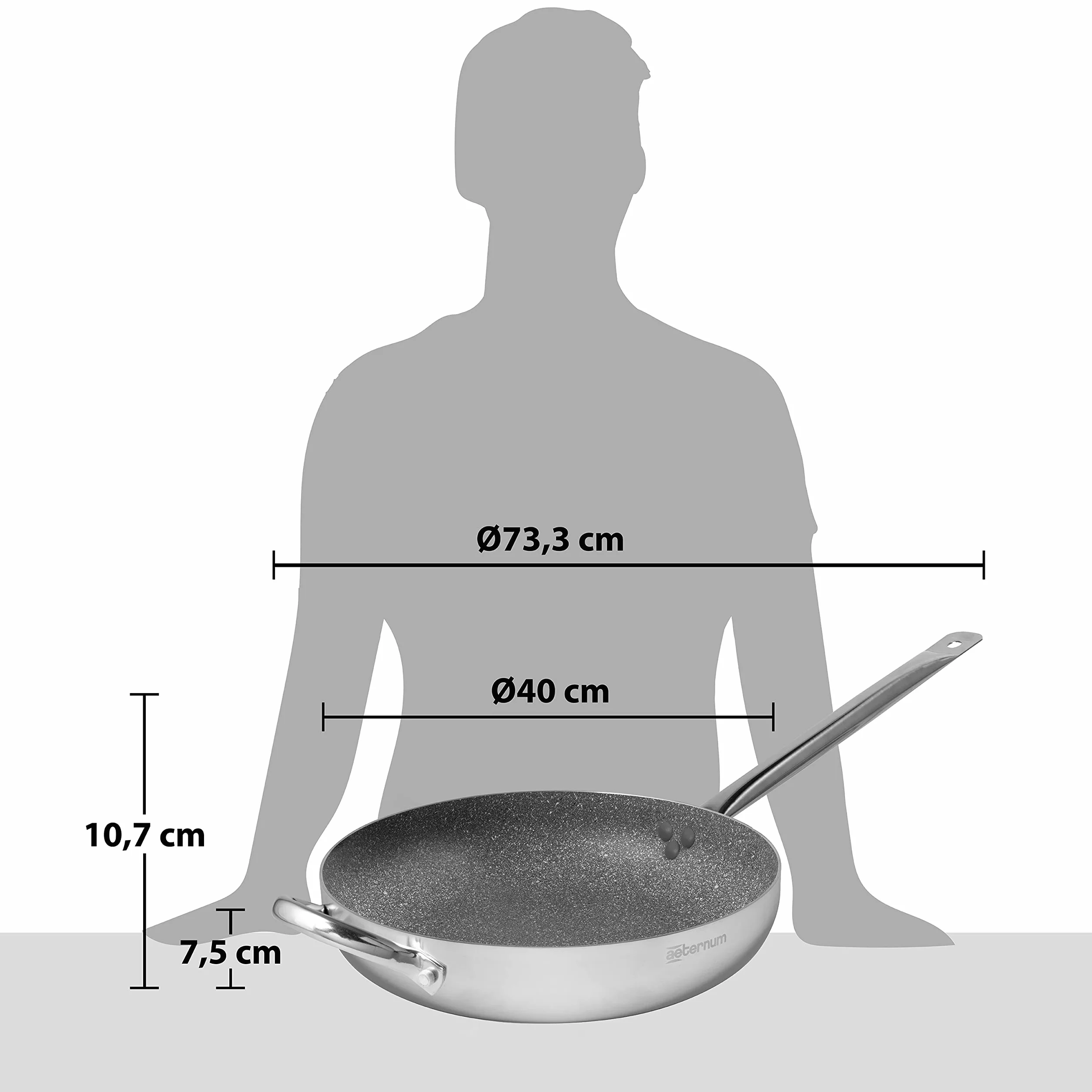 Padella Antiaderente 40 cm Alluminio Argento Aeternum Grande Famiglia