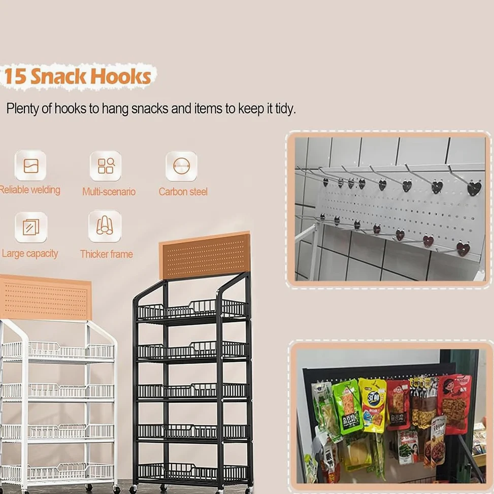 Le Retail - Espositore in metallo per trucioli di metallo Concess ack nizer, scaffale industriale con hoo per negozi di alimentari/dispensa, 60 cm, ideale per concessioni e vendita al dettaglio