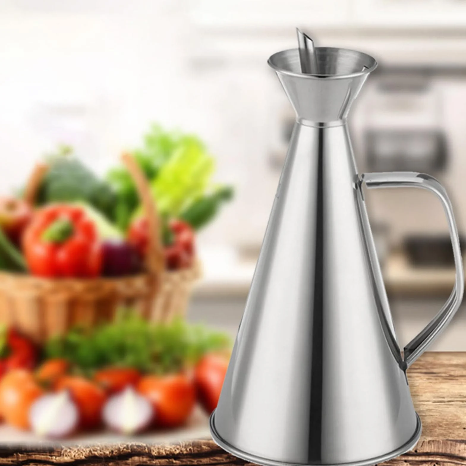 Bottiglia per olio a prova di perdite, in acciaio inox, senza perdite, per olio e aceto, per versare le olive