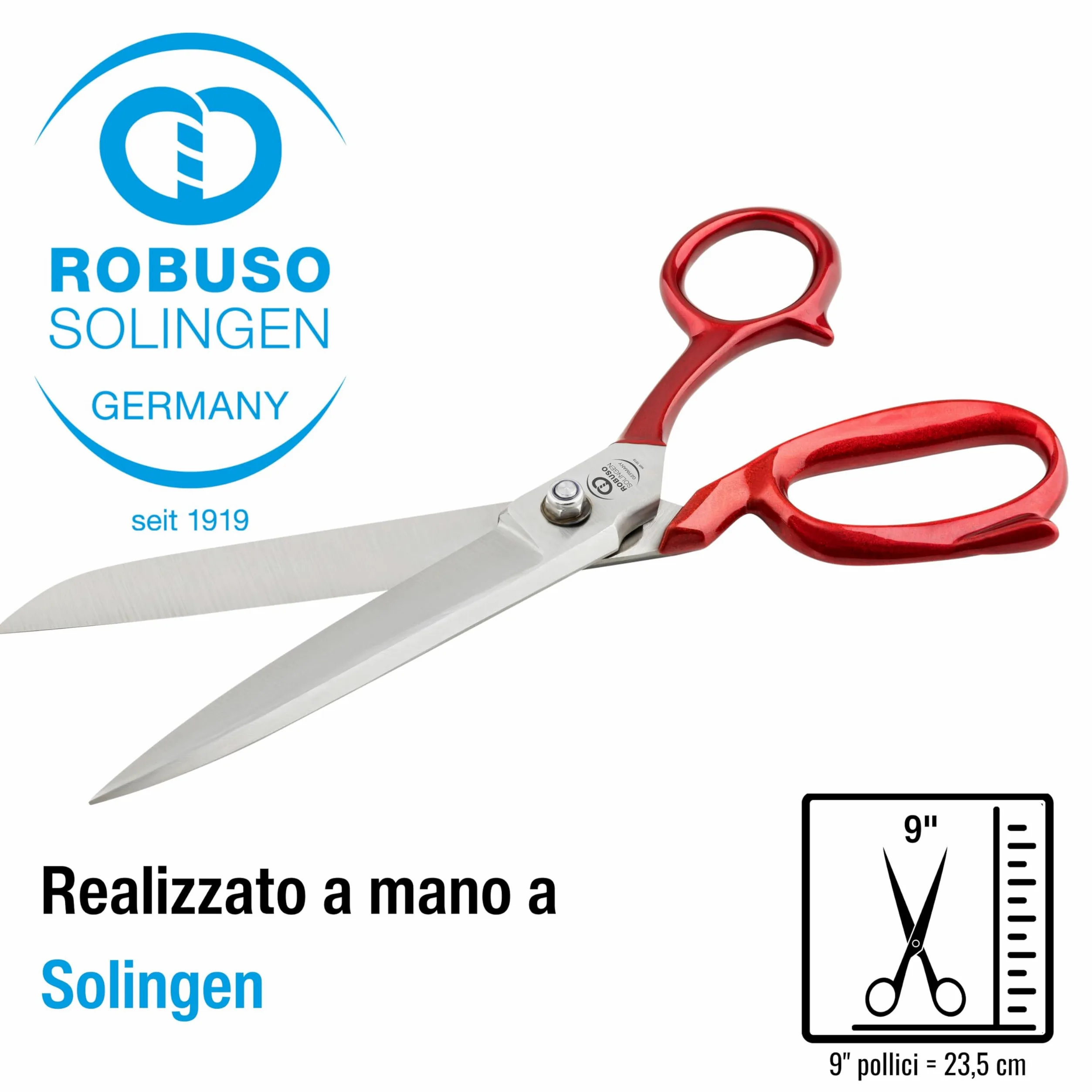 ROBUSO, forbici da sartoria, forbici per tessuti, 1020/C/9" (23,5 cm) – ROBUSO, qualità di Solingen, Germania: forbici in carbonio C60 forgiate e temprate