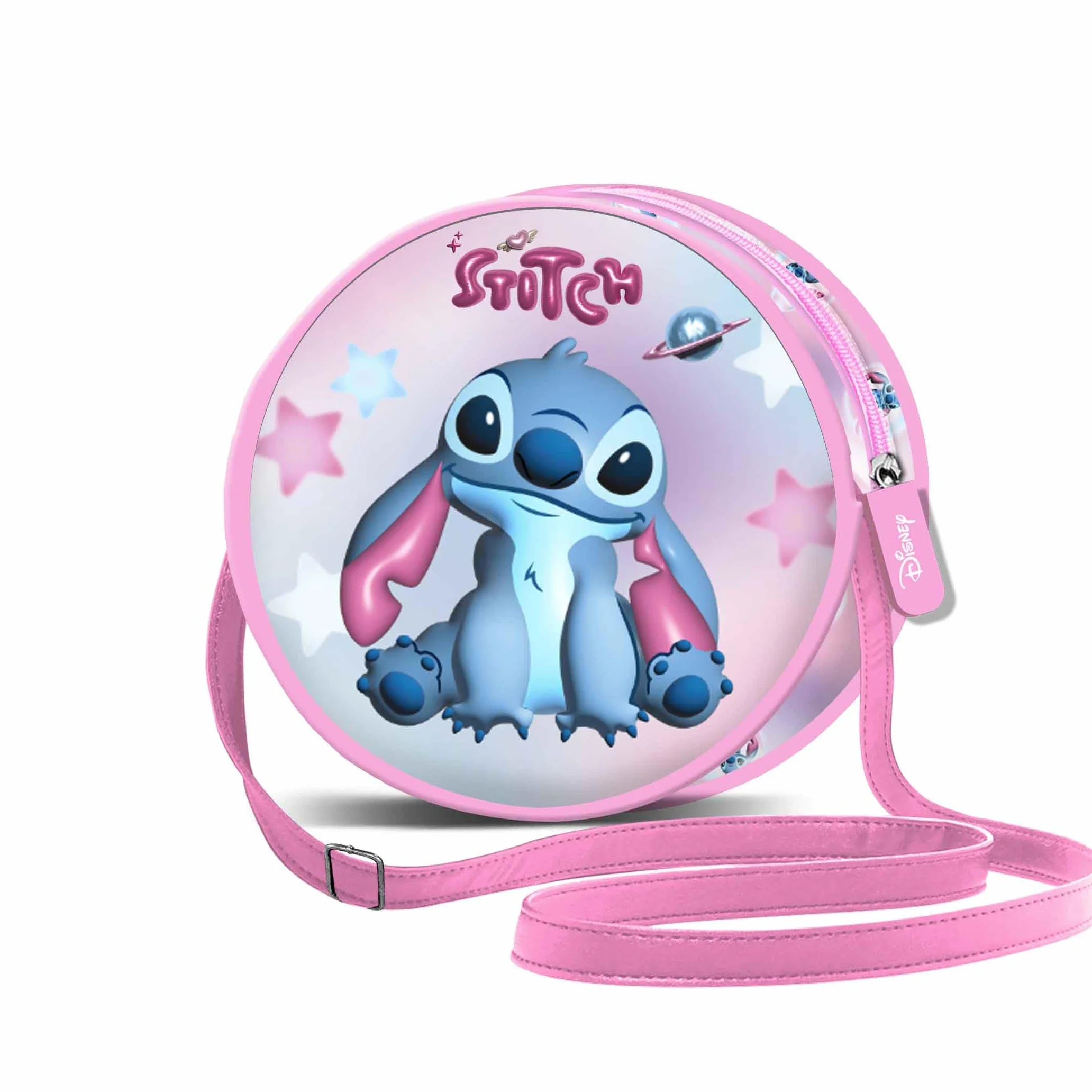 Disney Lilo e Stitch Cosmic-Borsa a Tracolla Rotonda, Rosa, 18,5 x 18,5 cm