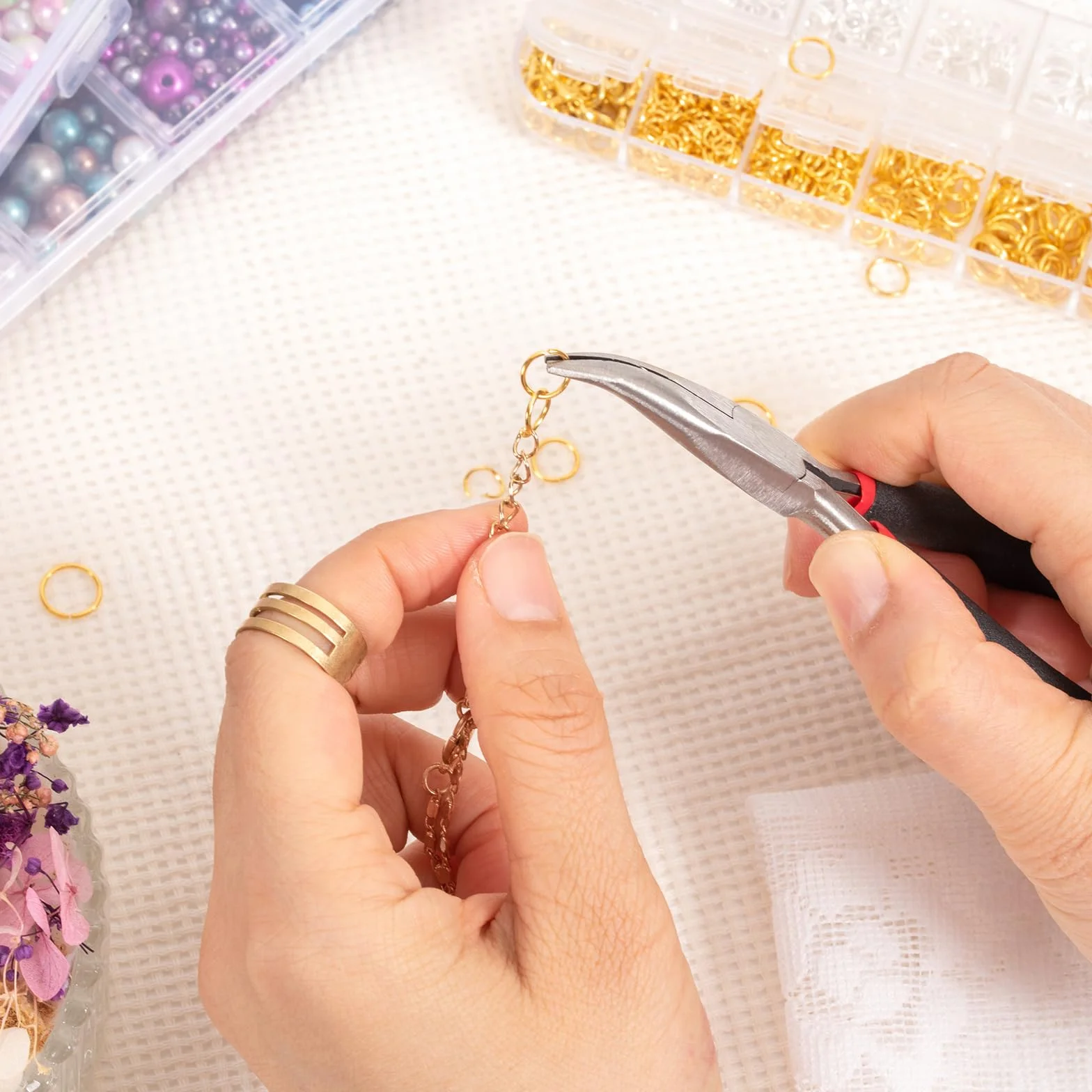 1220 pezzi di anelli di giunzione in acciaio inossidabile, set di anelli di giunzione per creare gioielli fai da te per bracciali, collane, kit per creare gioielli con anelli a molla, anelli di