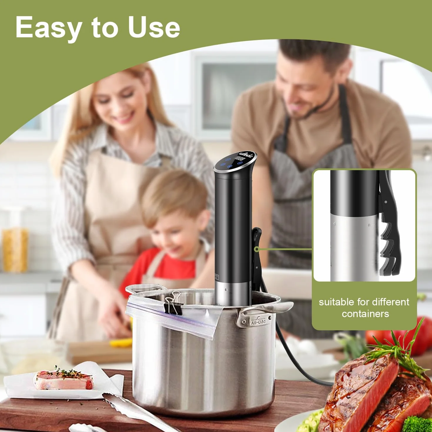 Wancle Roner Sous Vide Cooker 1100W Impermeabile IPX7 Controllo Preciso Temperatura 220V