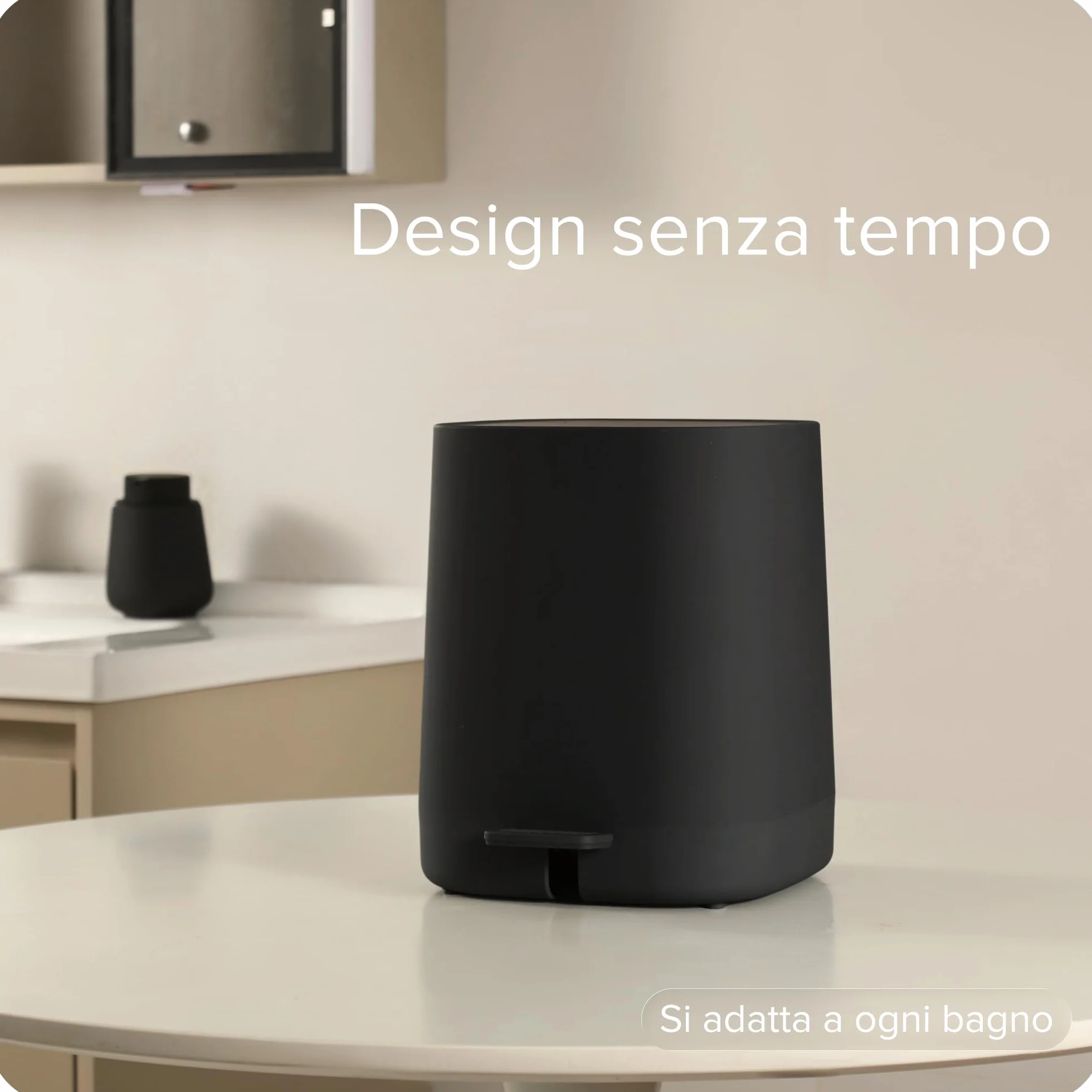 Pattumiera da bagno 5 l con coperchio a chiusura morbida e secchio interno elegante design