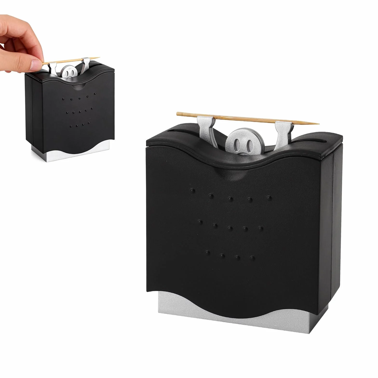 Dispenser automatico stuzzicadenti ABS nero compatto per tavola