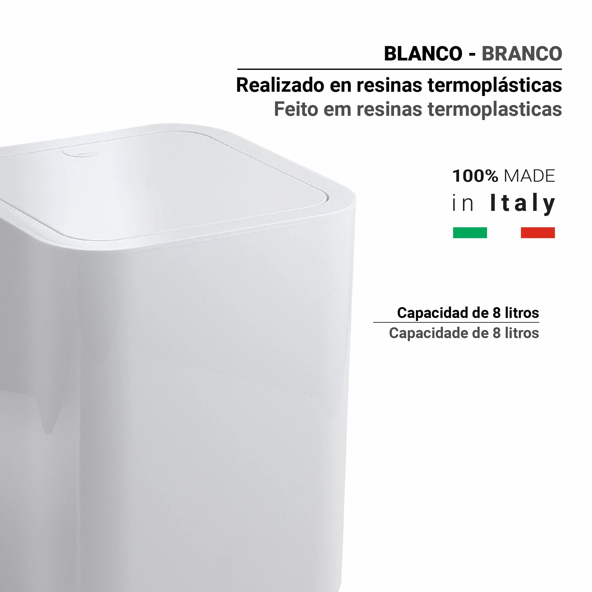 Gedy G-Seventy Gettacarta Pattumiera bagno resine termoplastiche Bianca Matteo Thun 24,6x20x20 cm 0,47 kg