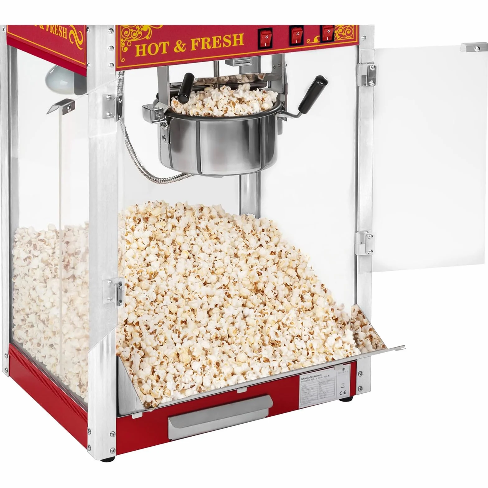 Royal Catering - Macchina per popcorn con carretto - 1500 W - rosso
