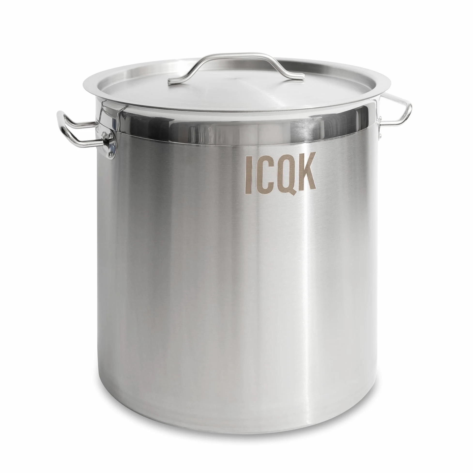 Pentola in Acciaio Inox 50 L, Coperchio Incluso, ⌀40 cm, Con Bordo A Versare, Compatibile con Induzione, Elettrico, Ceramica, Gas, Fondo Triplo Strato, Manici in Acciaio, Assistenza ITALIA