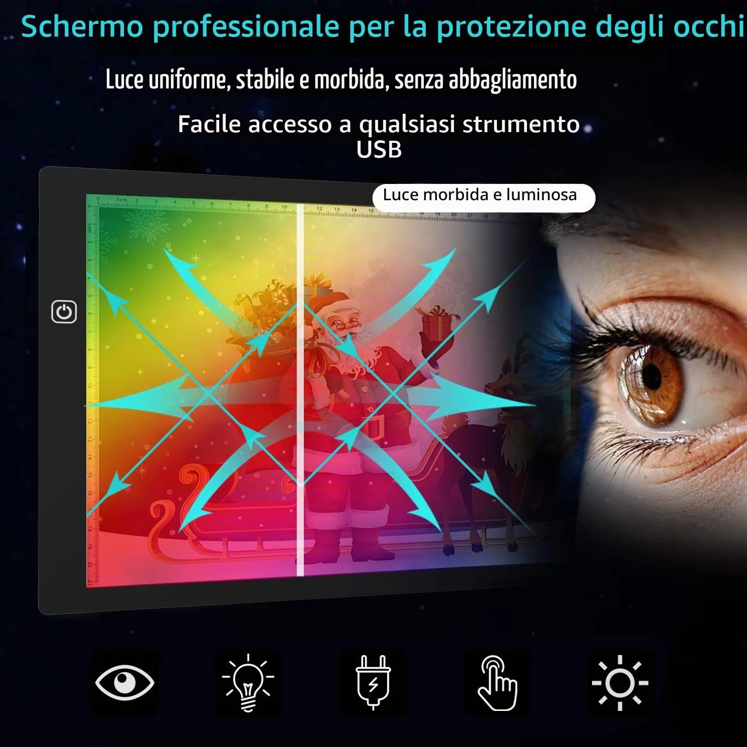 Tavolo luminoso per disegno A4 LED con 3 modalità di illuminazione, Light Pad ultra sottile touch