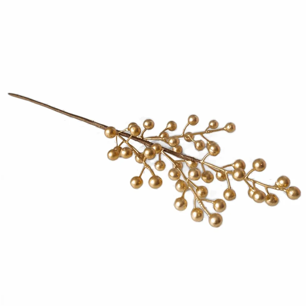 Bacche di Natale Artificiali 30cm Bianche Oro Decorazione Natalizia