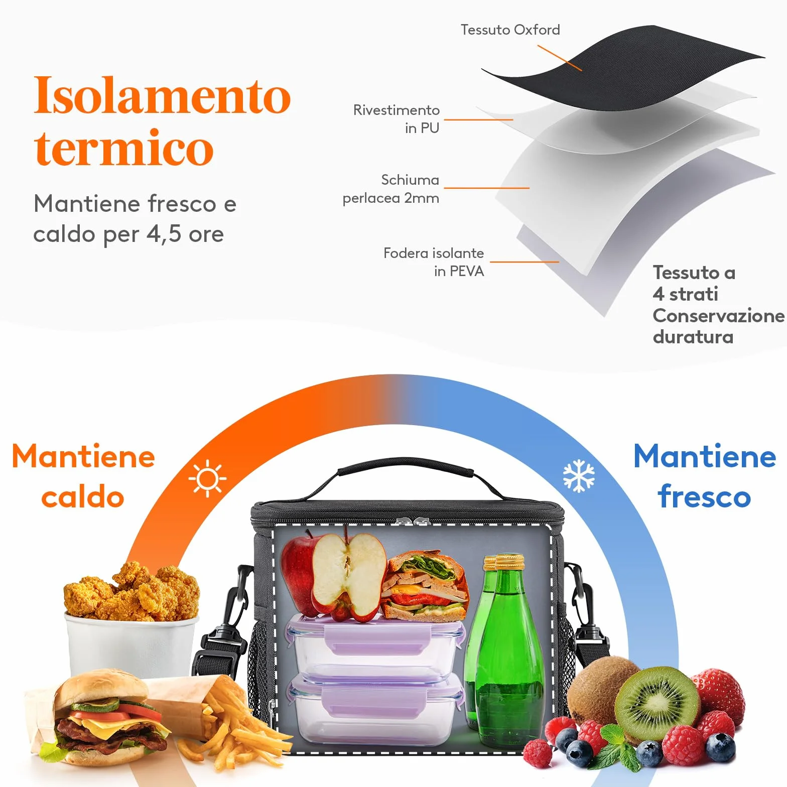Lifewit Borsa Termica Porta Pranzo 9L Impermeabile con Tracolla Nero