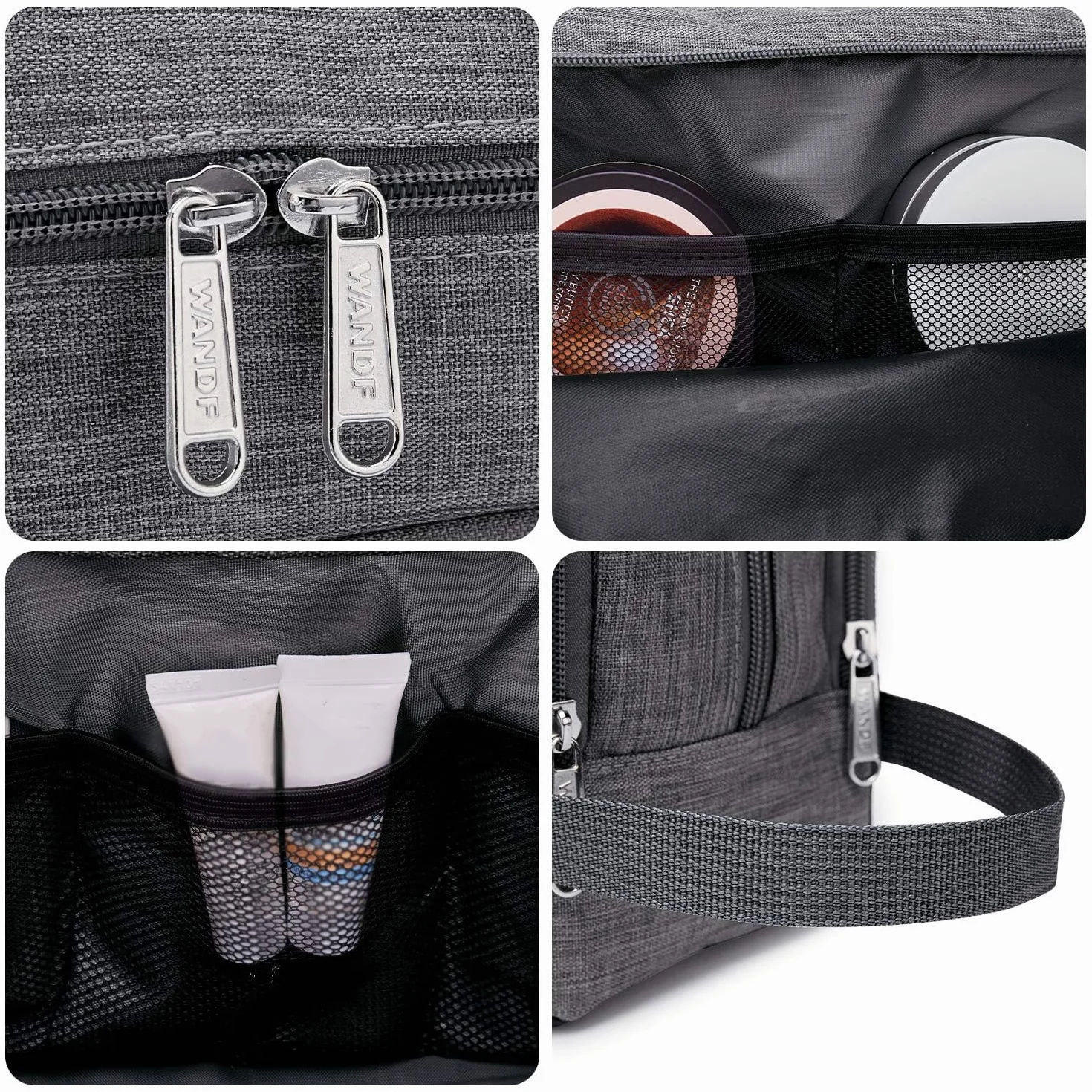 WANDF Astuccio da toilette da viaggio uomo borsa da bagno trucco organizzatore