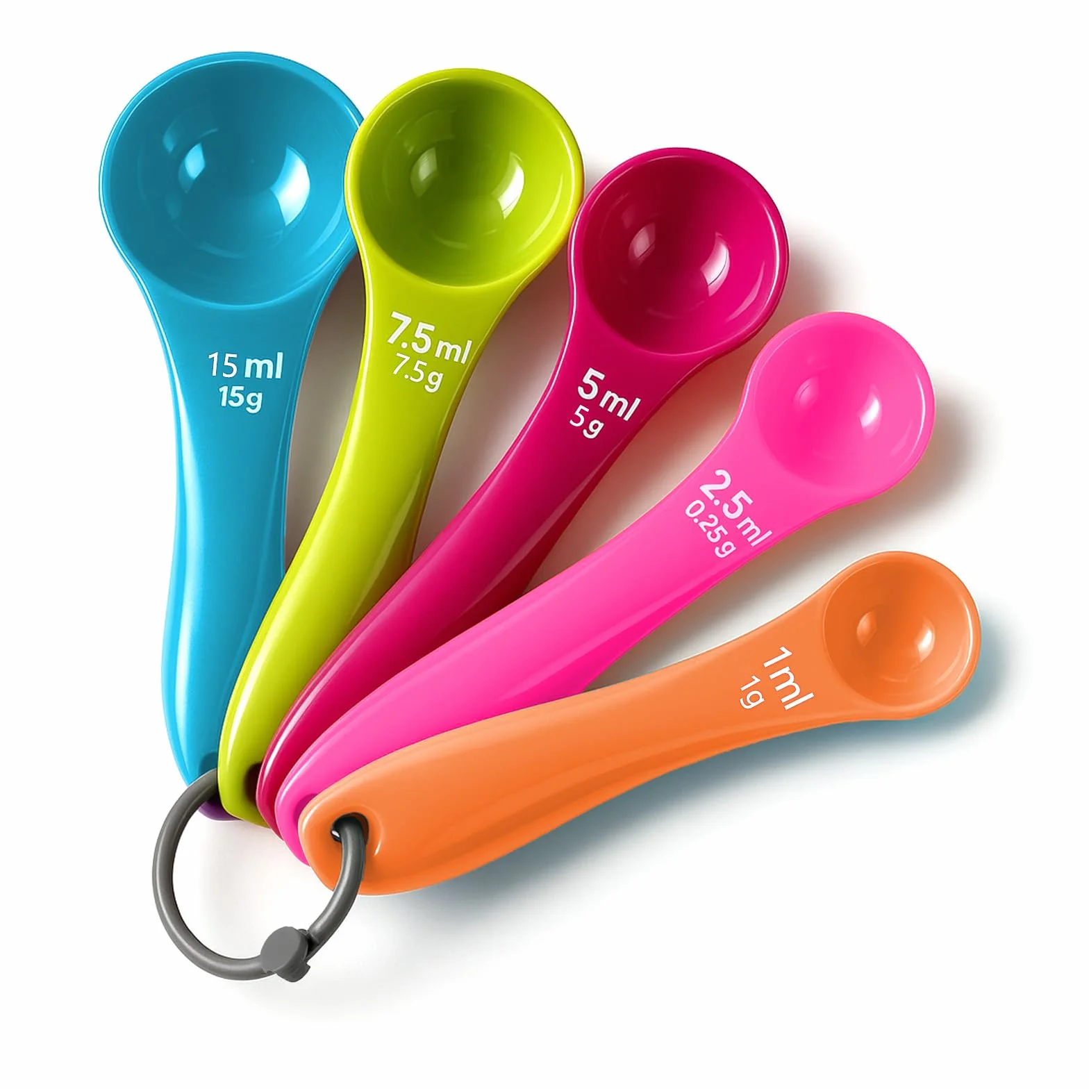 5 Pezzi Cucchiaio Dosatore, colori misti, cucchiai da cucina Set da 5 per misurare ingredienti secchi e liquidi,Misurino Grammi