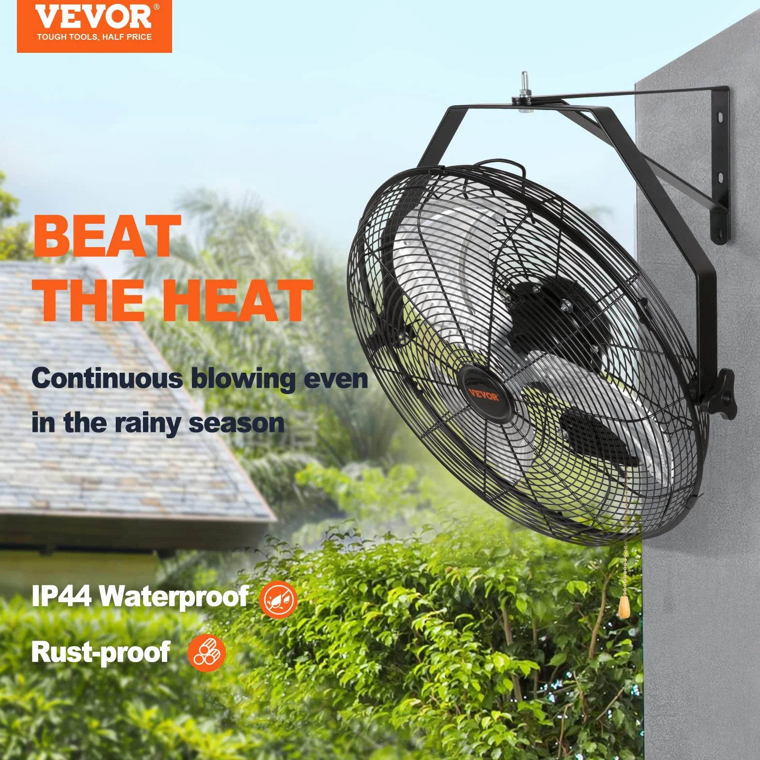 VEVOR Ventilatore da Parete Oscillante Diametro 44,6 cm, 3 Velocità, 4150 CFM, Ventilatore Residenziale Commerciale per Raffreddamento di Magazzini, Officine, Giardino, Nero
