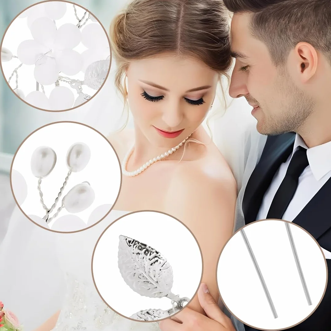 Fermagli per capelli da matrimonio con perle e fiori strass a forma di U