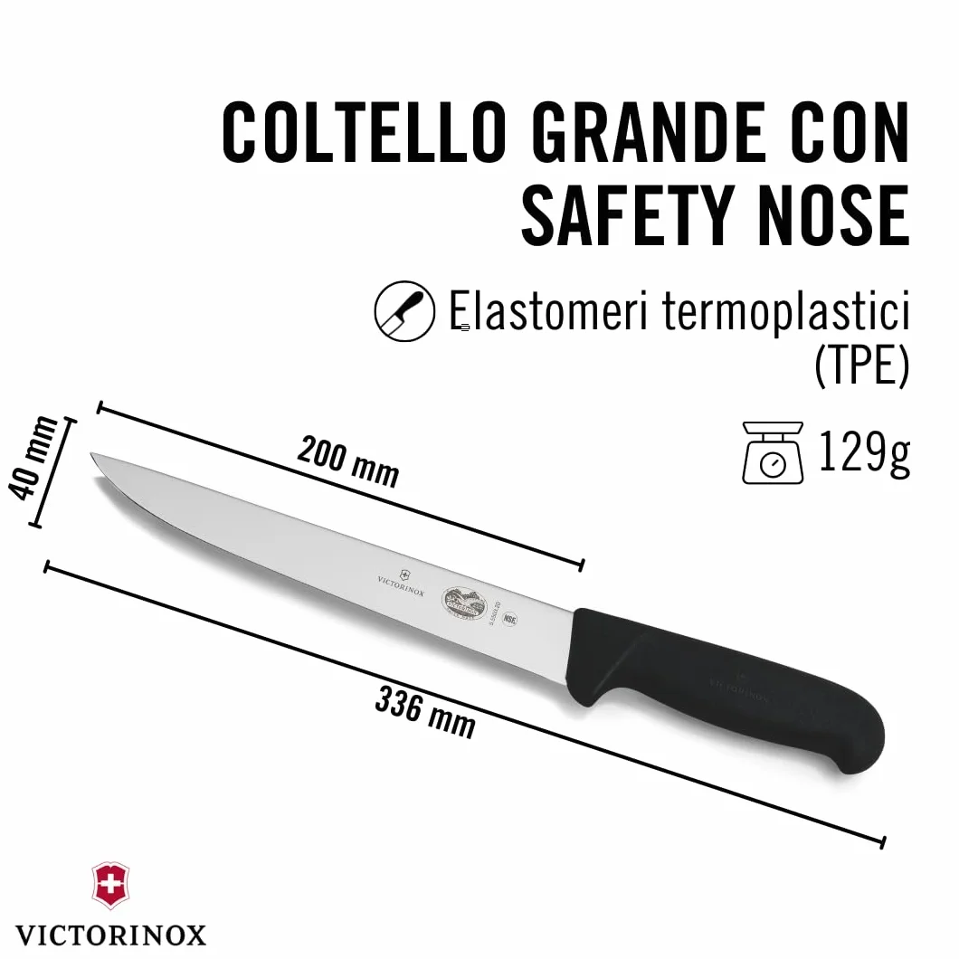 Victorinox Cutlery 20,3 cm carving Knife, Stiff Blade, Black Fibrox Handle