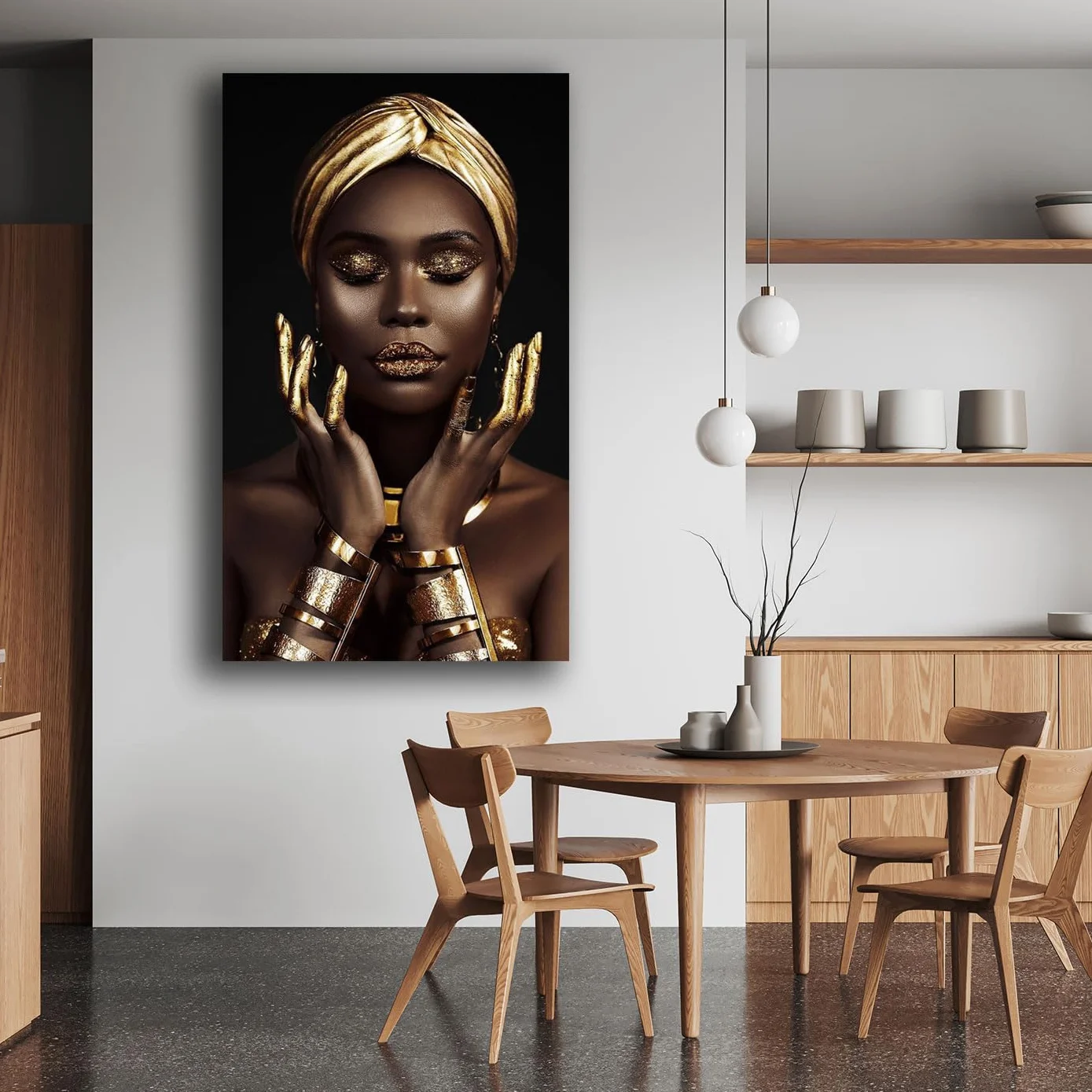 Printerland Quadro Moderno Donna Ragazza Africano Quadri moderni Etnici soggiorno da Parete XXL grande Stampa su tela Canvas Decorazione Murale muro Arredo Camera da letto Cucina (6, 50x100 cm)